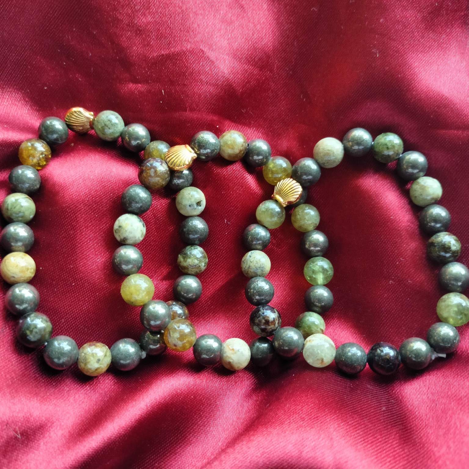 Green tourmaline + Pyrite Bracelet for Financial Stability