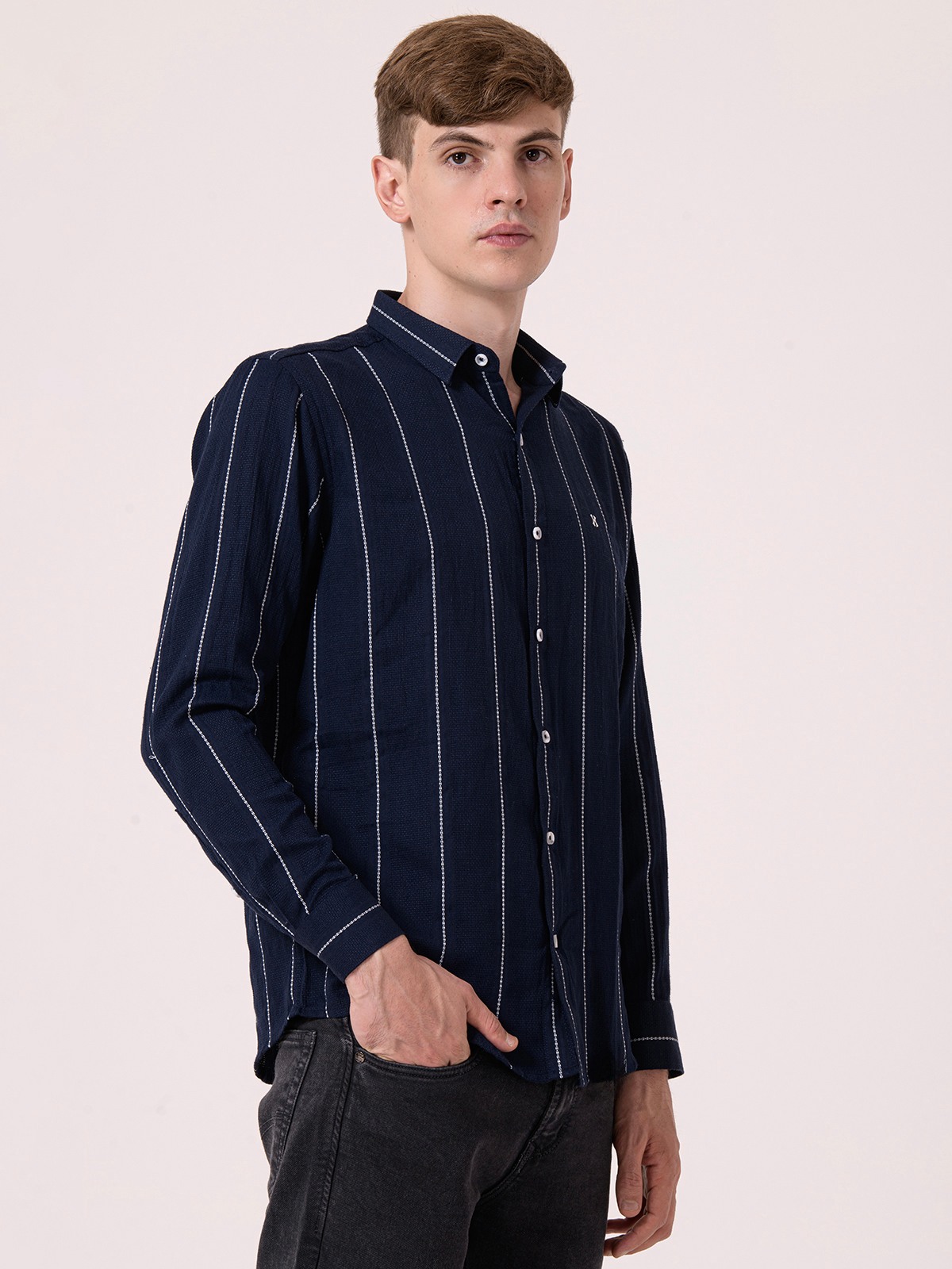 Albion Mens Navy Blue Casual Shirt