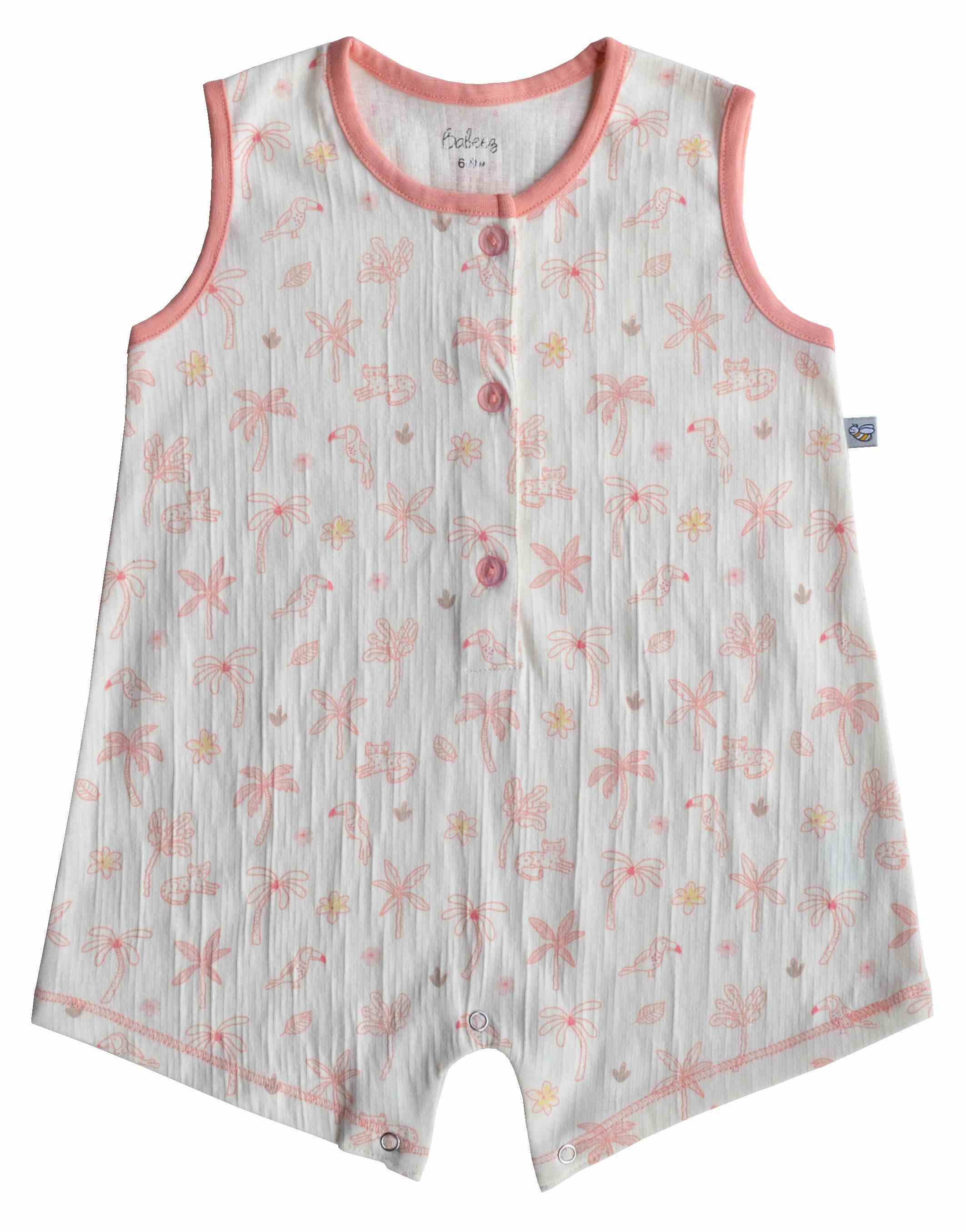 Baby's Sleeveless Short Romper,Color-Cream