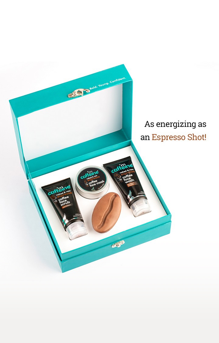 MCaffeine | mcaffeine Strong Brew - Espresso Gift Kit | Face Wash, Face Scrub, Soap, Moisturizer 1