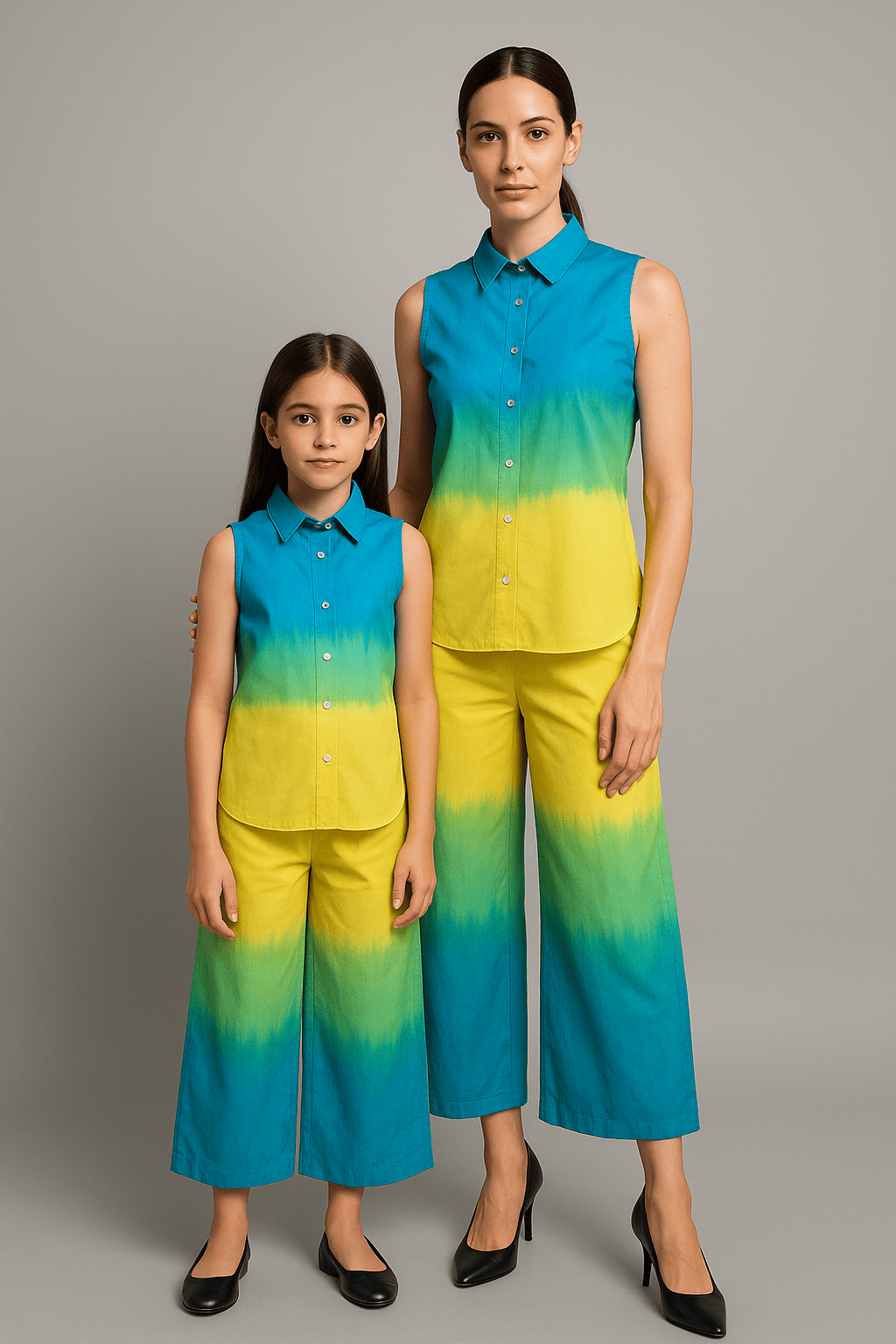 WOMEN'S  TIE AND DYED BEAUTIFUL MINI YELLOW BLUE CO-ORD SETS