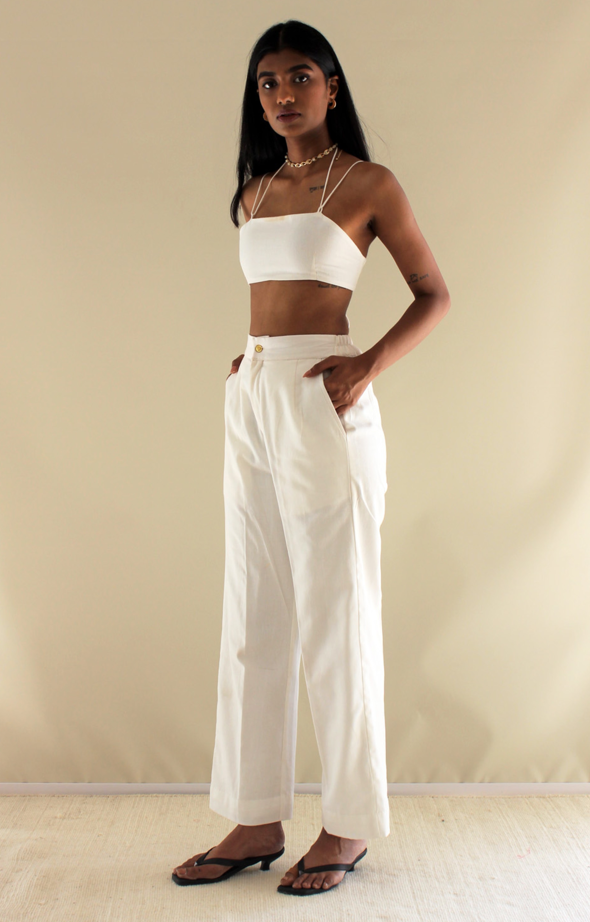 Mansi Classic Khadi Pants - White