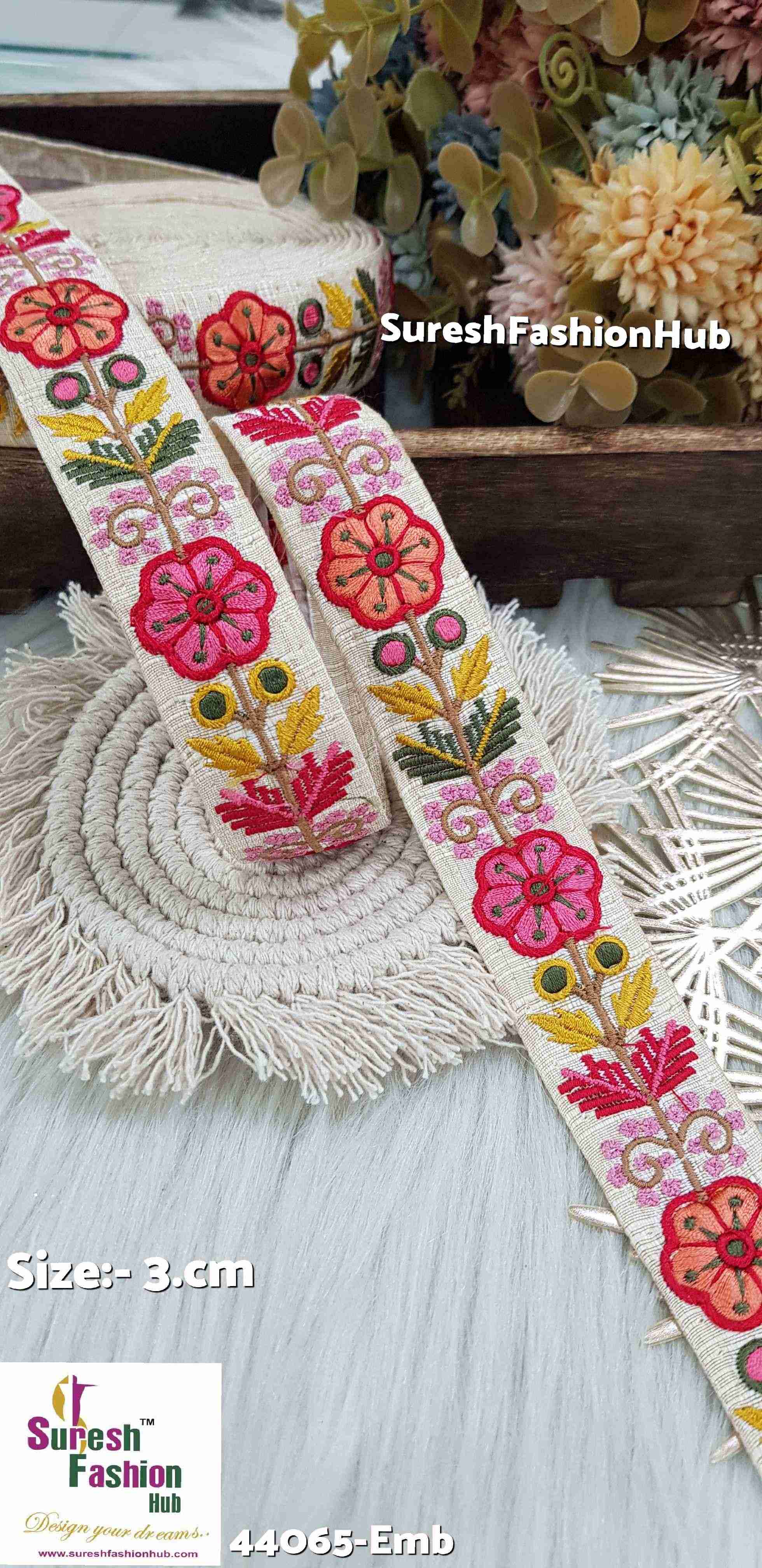 Multicolor Thread  White Off Embroidered Lace Fabric