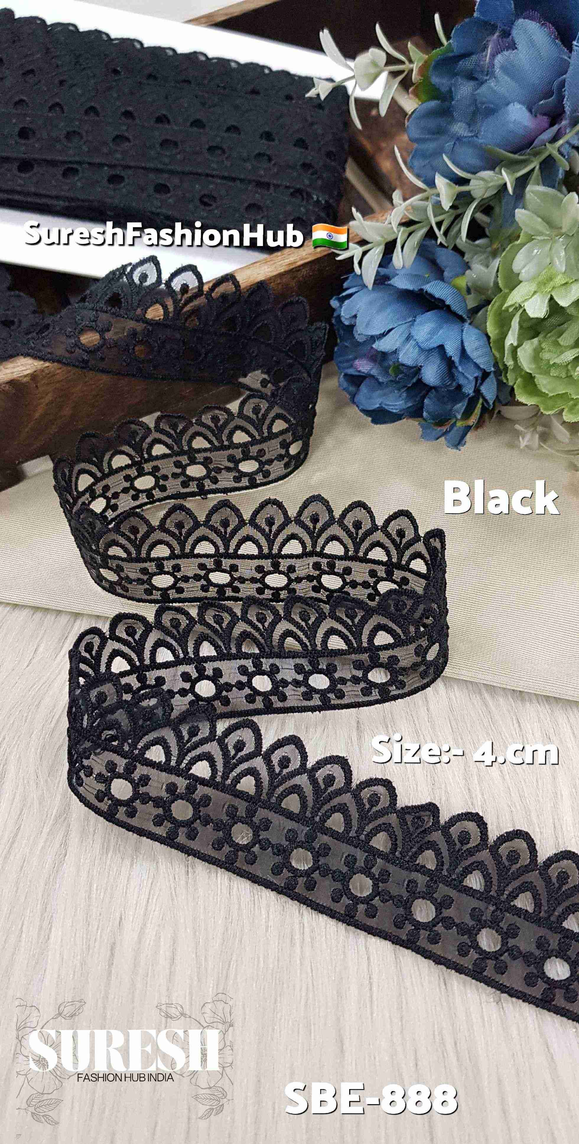Ethereal Bloom Black Organza Lace