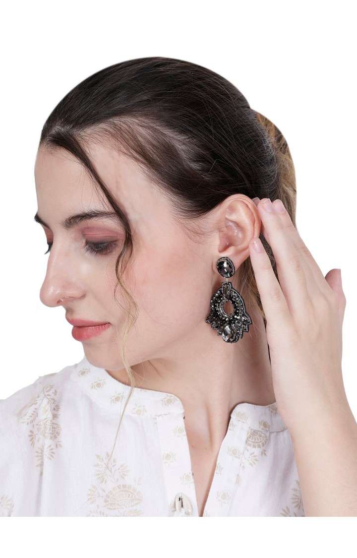 Black & Silver Crystals Midnight Bling Earrings