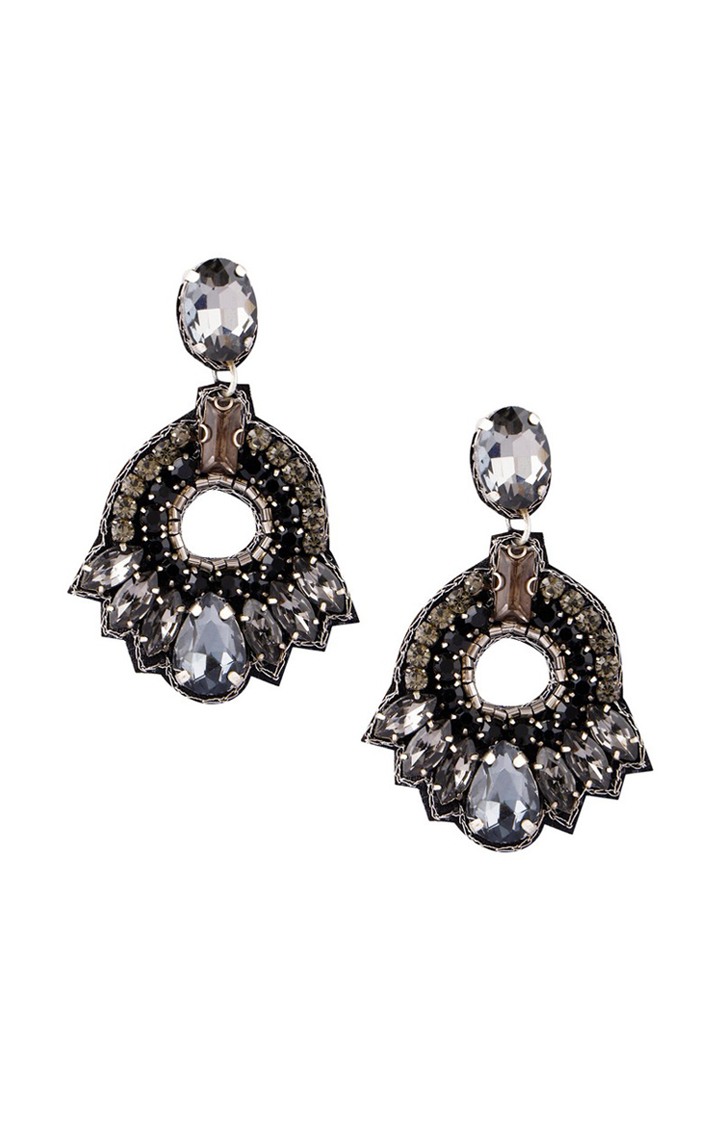 Black & Silver Crystals Midnight Bling Earrings
