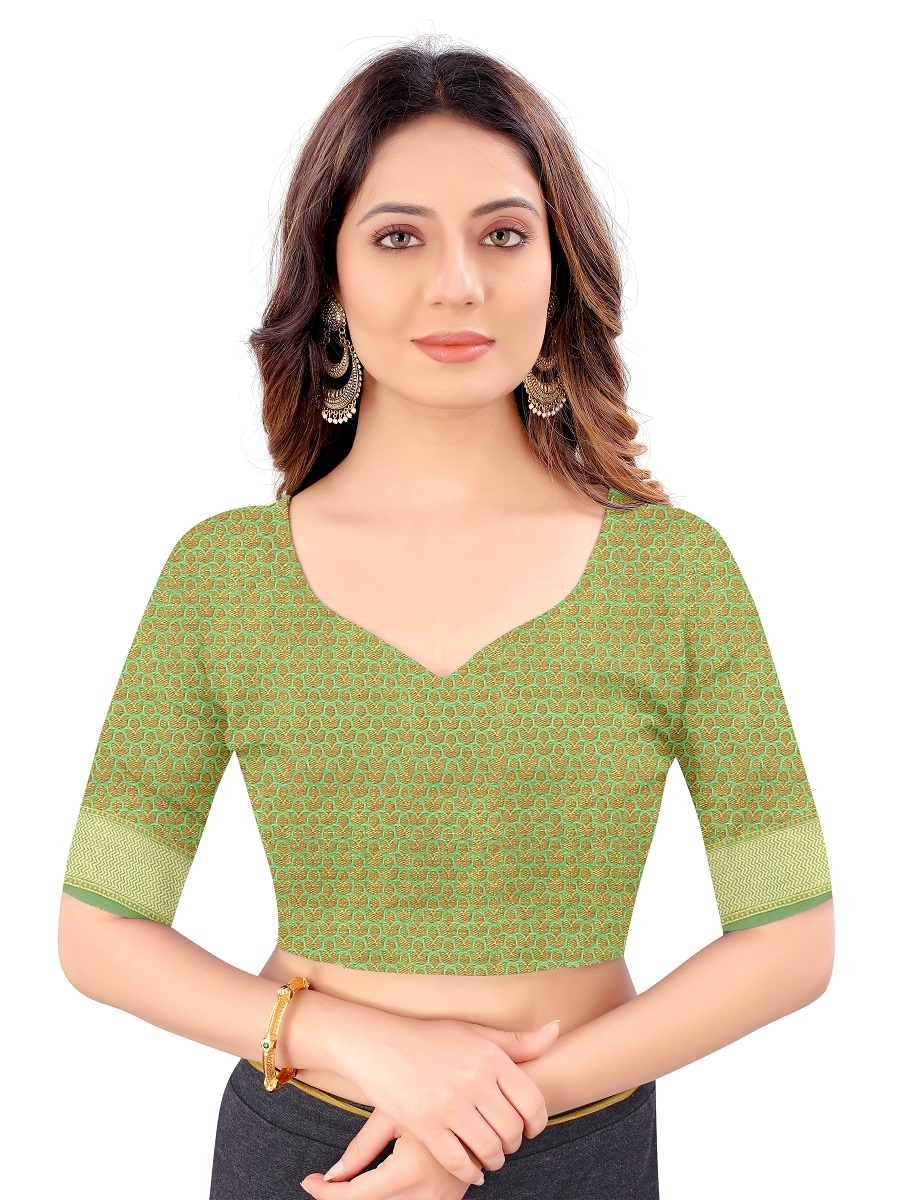 AWRIYA | AWRIYA Presents MINA green colour saree with woven work on blended_cotton fabric zari_woven designer banarasi-sarees with Blouse piece 1