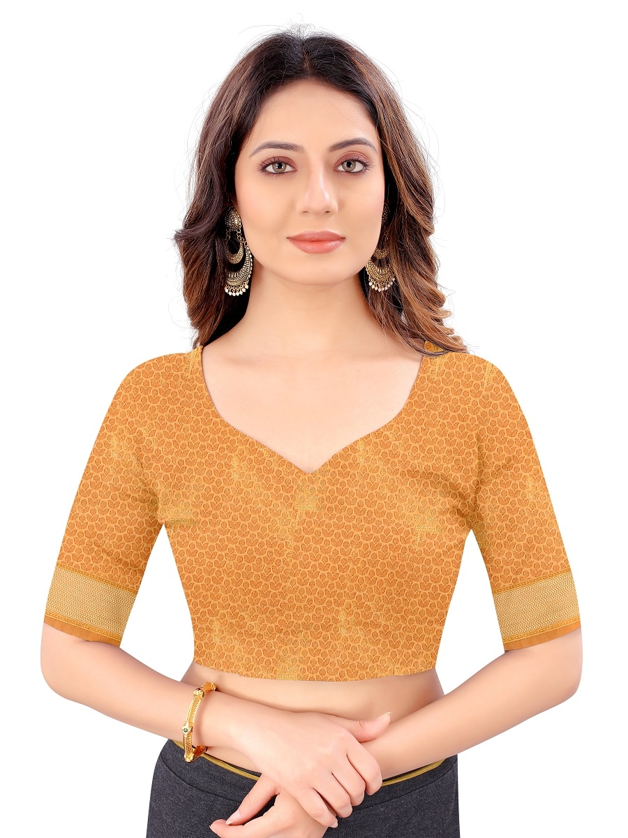 AWRIYA | AWRIYA Presents MINA orange colour saree with woven work on blended_cotton fabric zari_woven designer banarasi-sarees with Blouse piece 1