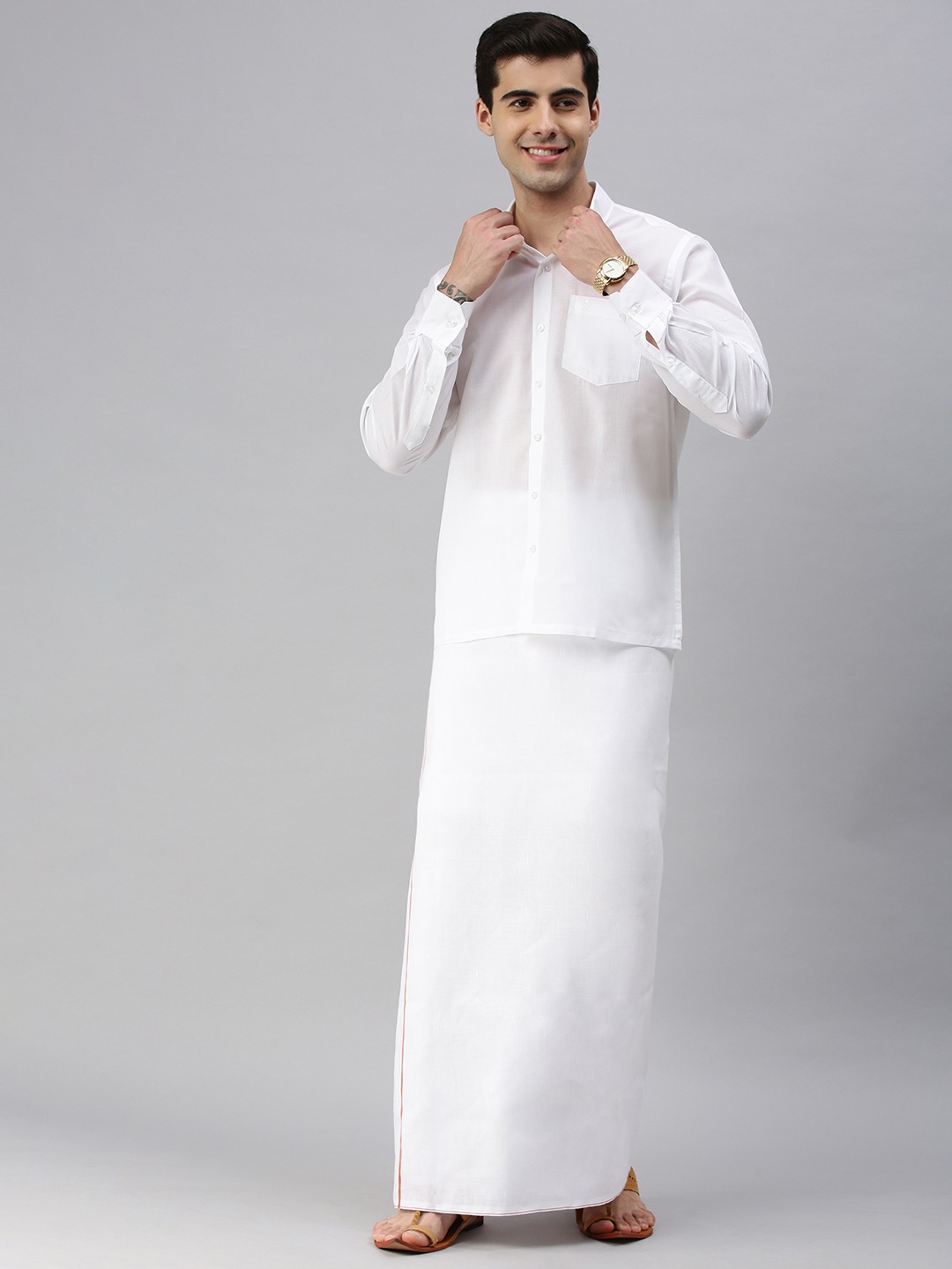 Alaya Cotton Mens Minister Cotton White Shirt 