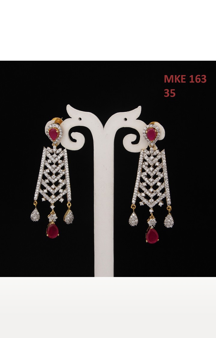 Kairangi Earrings for Women and Girls | Fashion White Crystal and Pink –  GlobalBees Shop