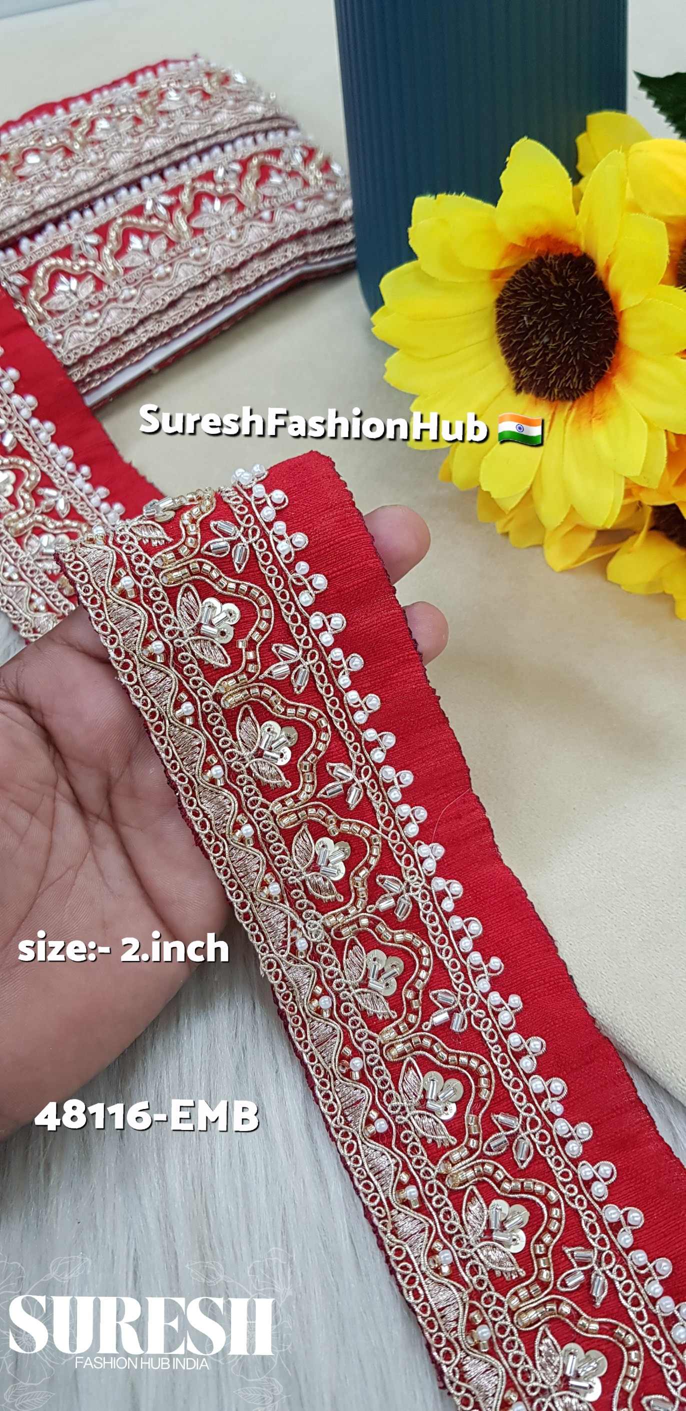 Red  Scarlet Royal Embroidery Lace
