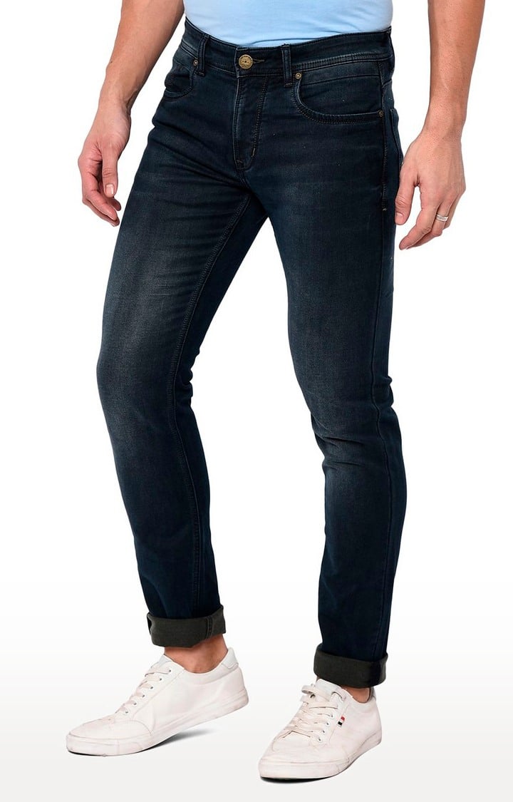 JBD-SN-217 BLUE GREY Men's Blue Lycra Solid Jeans