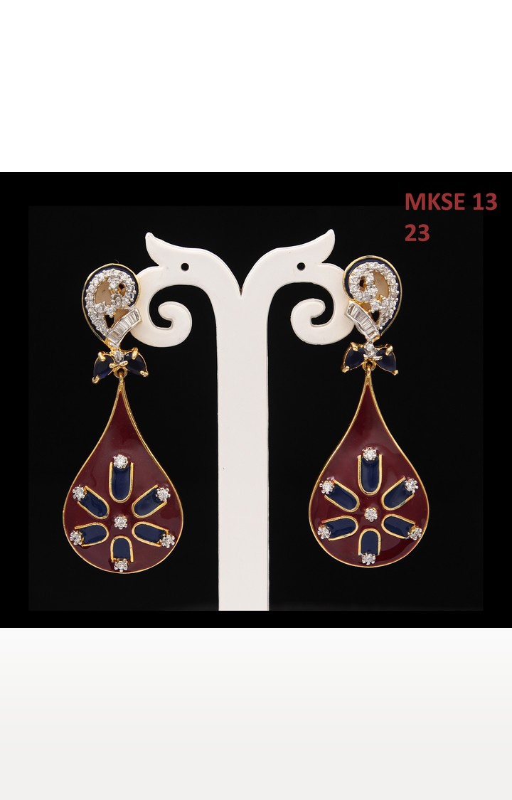 55Carat | Red Copper Gold Plated Cubic Zirconia Dangle & Drop Earrings 0