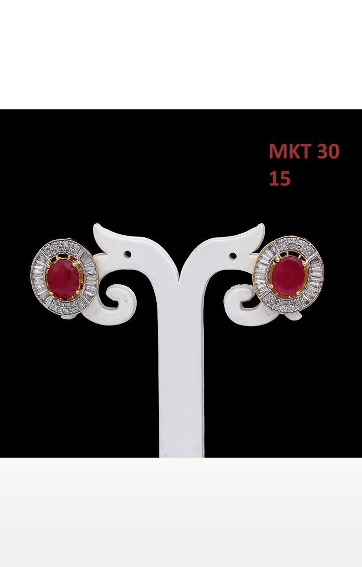 55Carat | Red Copper Gold Plated Cubic Zirconia Studs 0