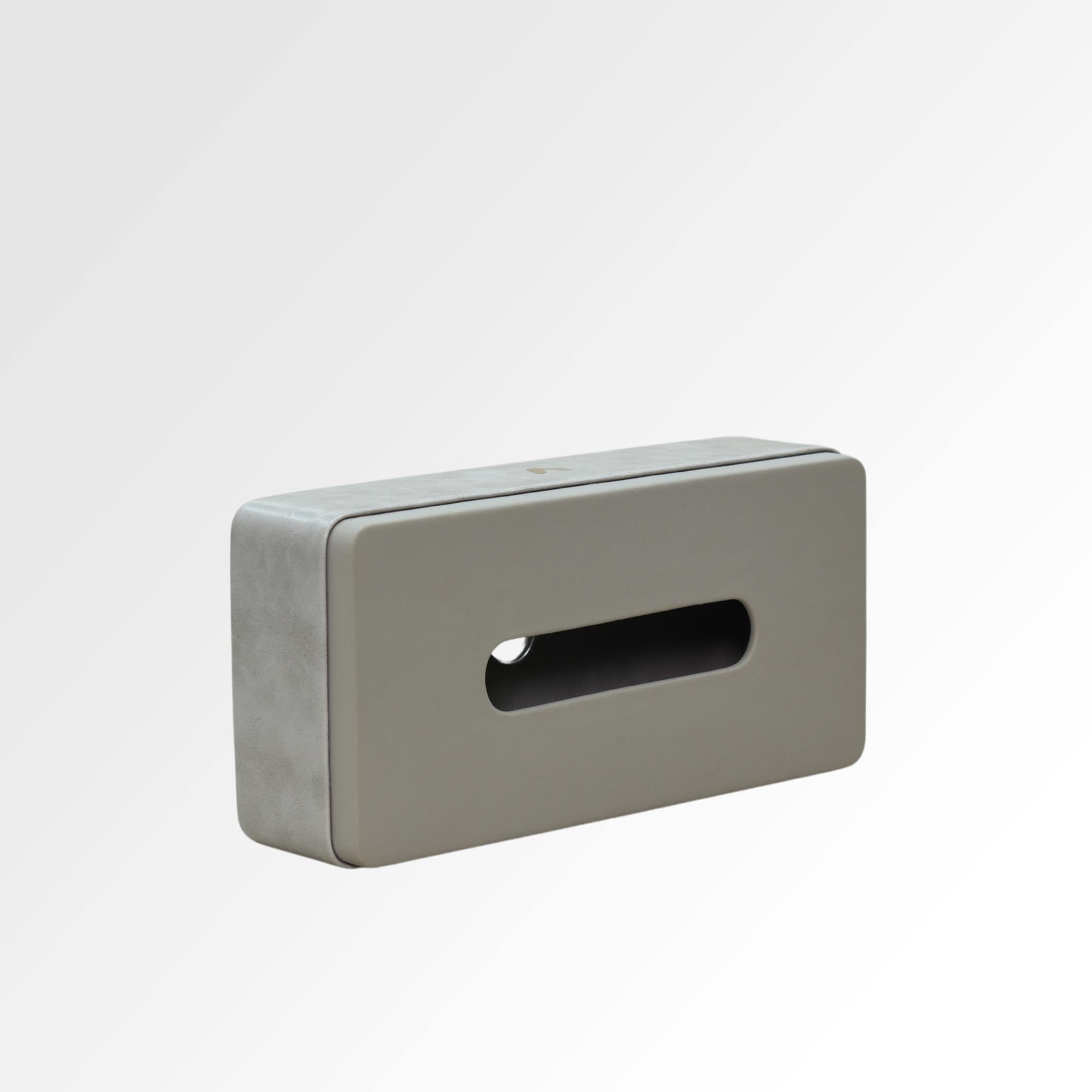Tissue Box Holder for Home and Office in Premium Faux Leather | Size: 9.5 x 4.5 x 2.5(H) Inches | Moderno | Grey