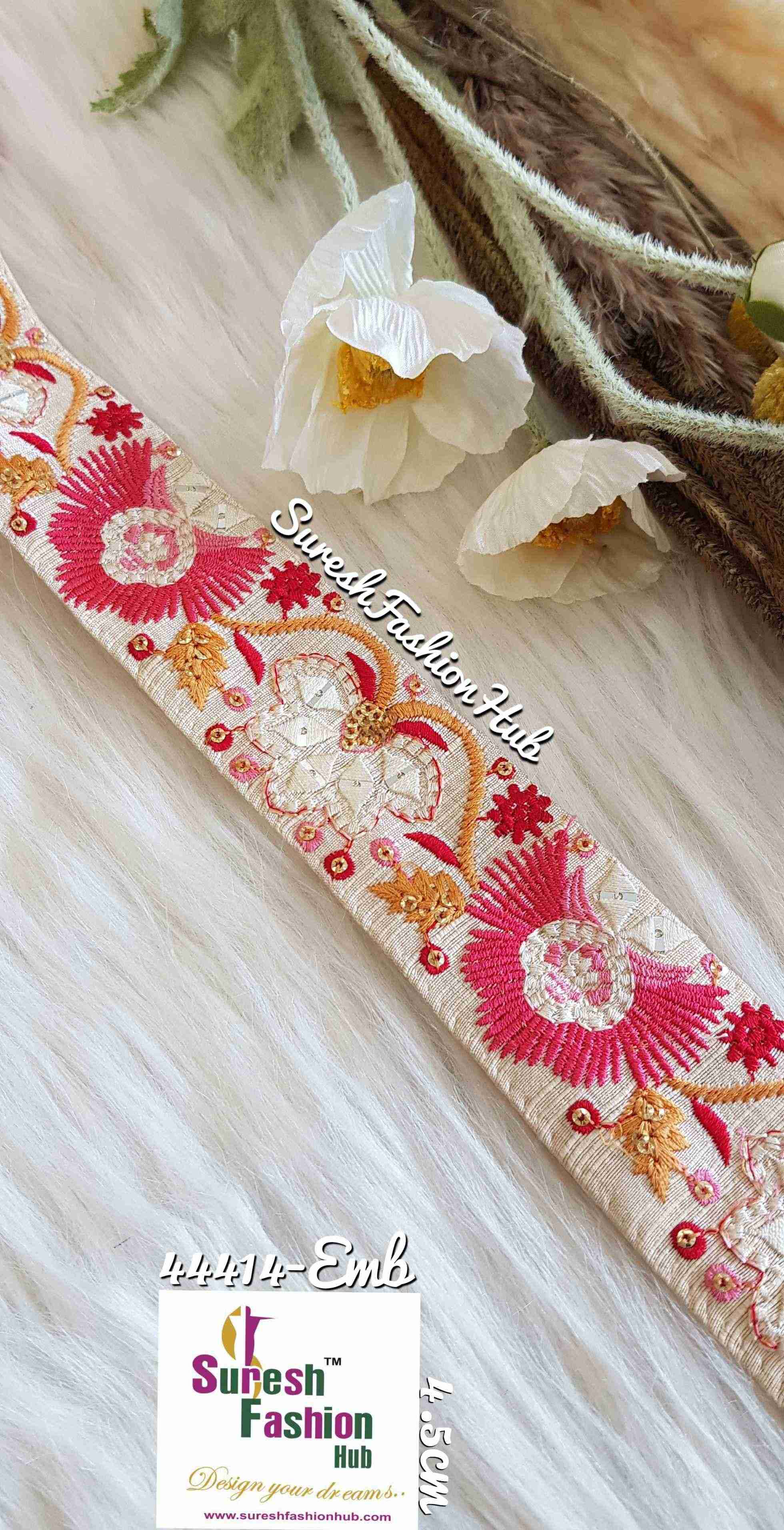 Pink Threaded Dream Embroidered Trim