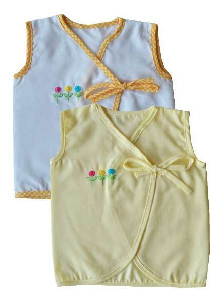 Plain Yellow & White Tie up Jhabla 2 pc Combo (100% Cotton)