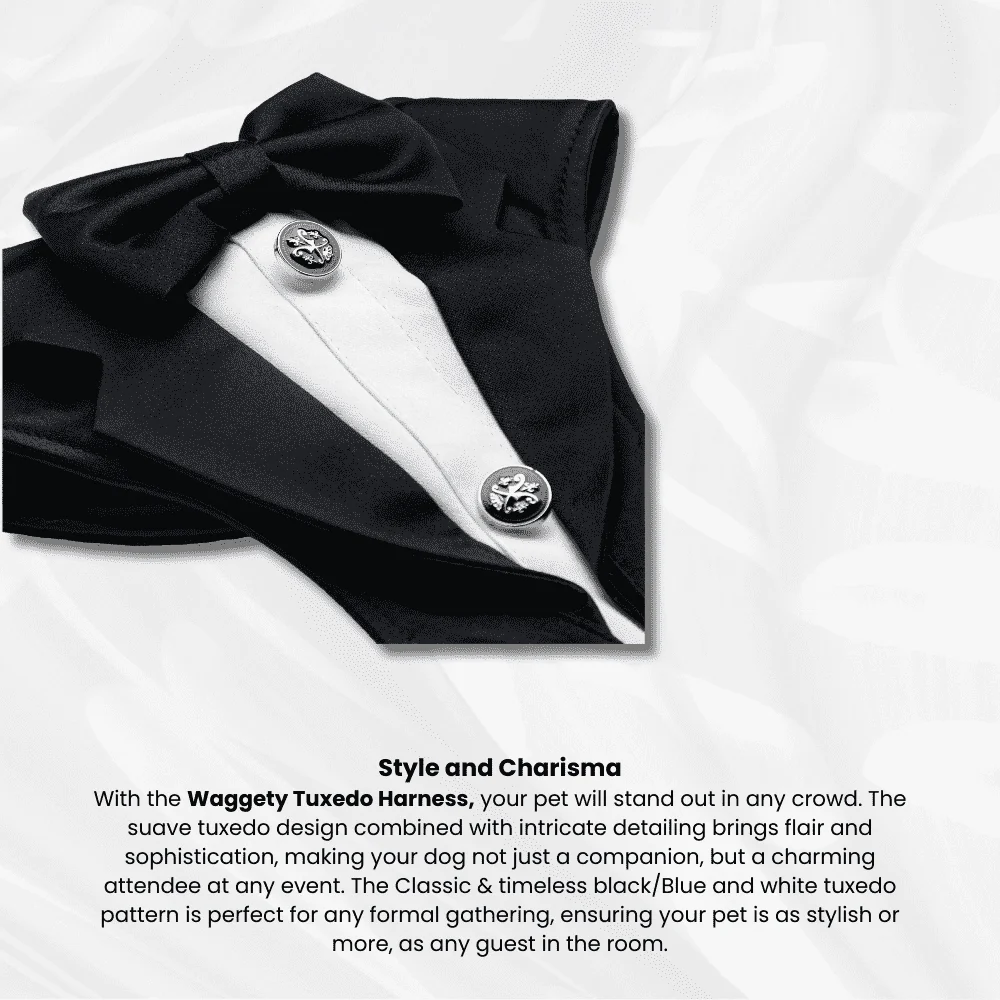 Waggety Tuxedo Dog Harness, (Black & White)