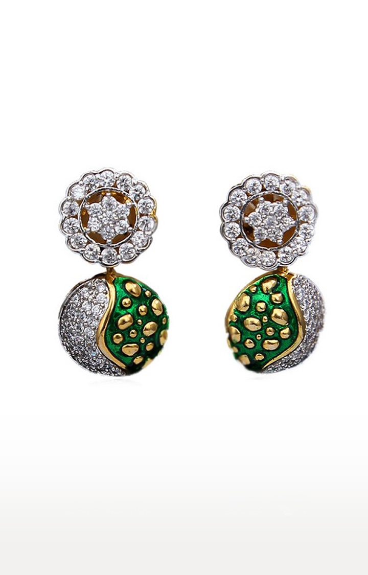 55Carat | Green Copper Gold Plated Cubic Zirconia Dangle & Drop Earrings 0