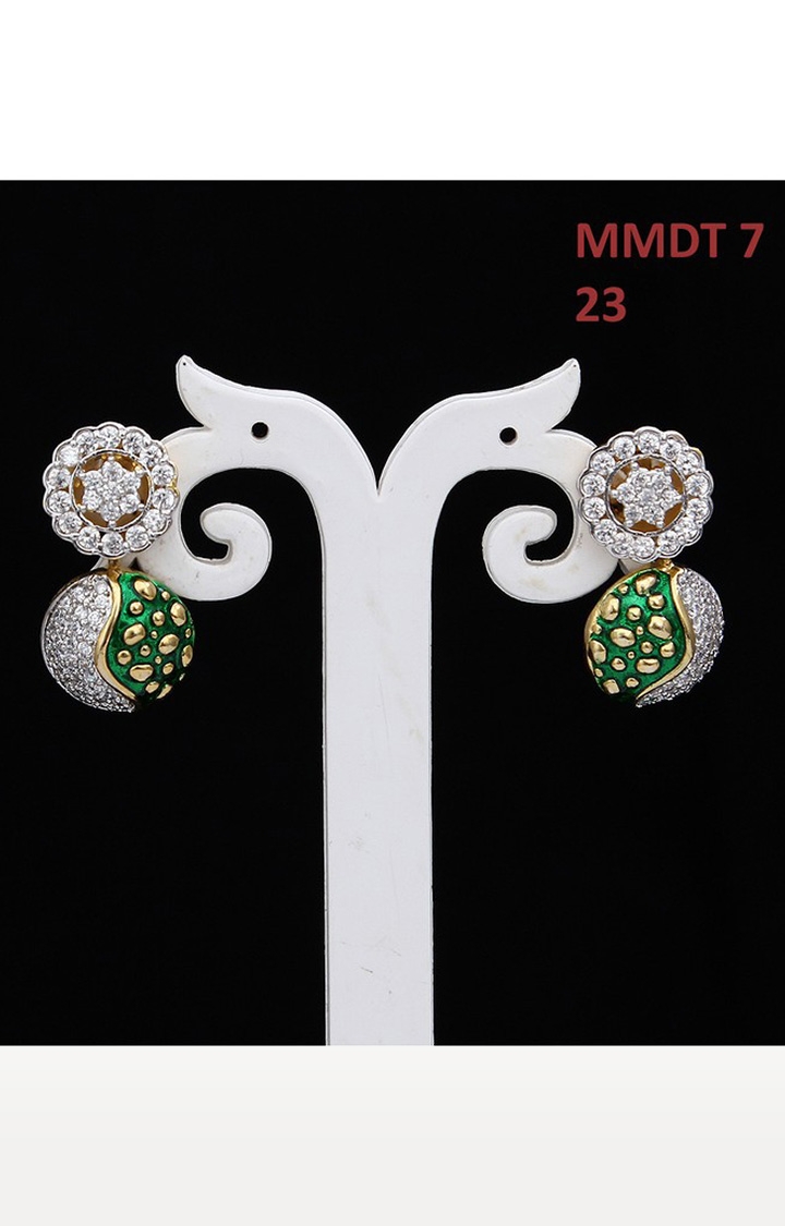 55Carat | Green Copper Gold Plated Cubic Zirconia Dangle & Drop Earrings 1