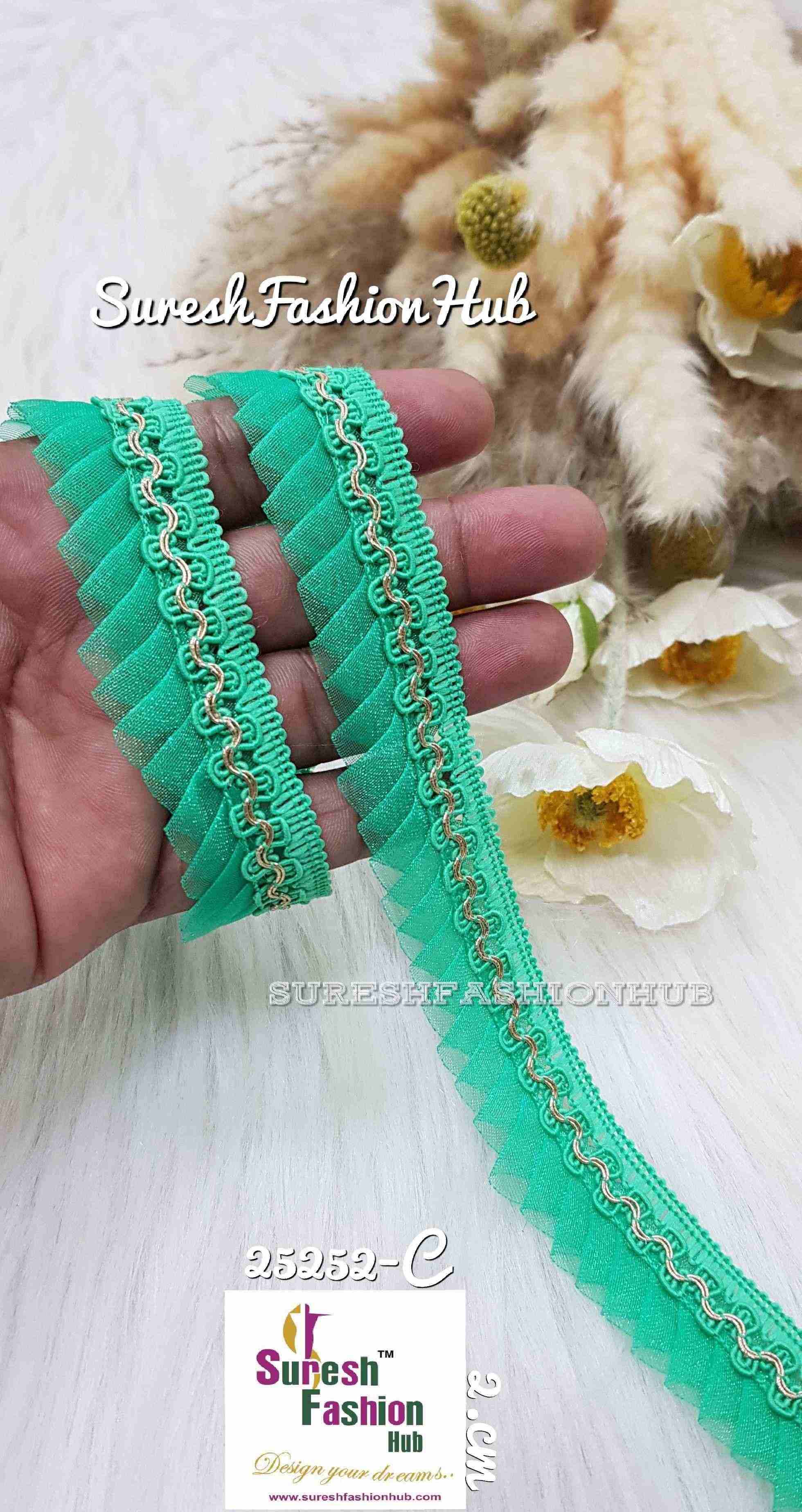 Turquoise Blue Ruffle Edge Trim