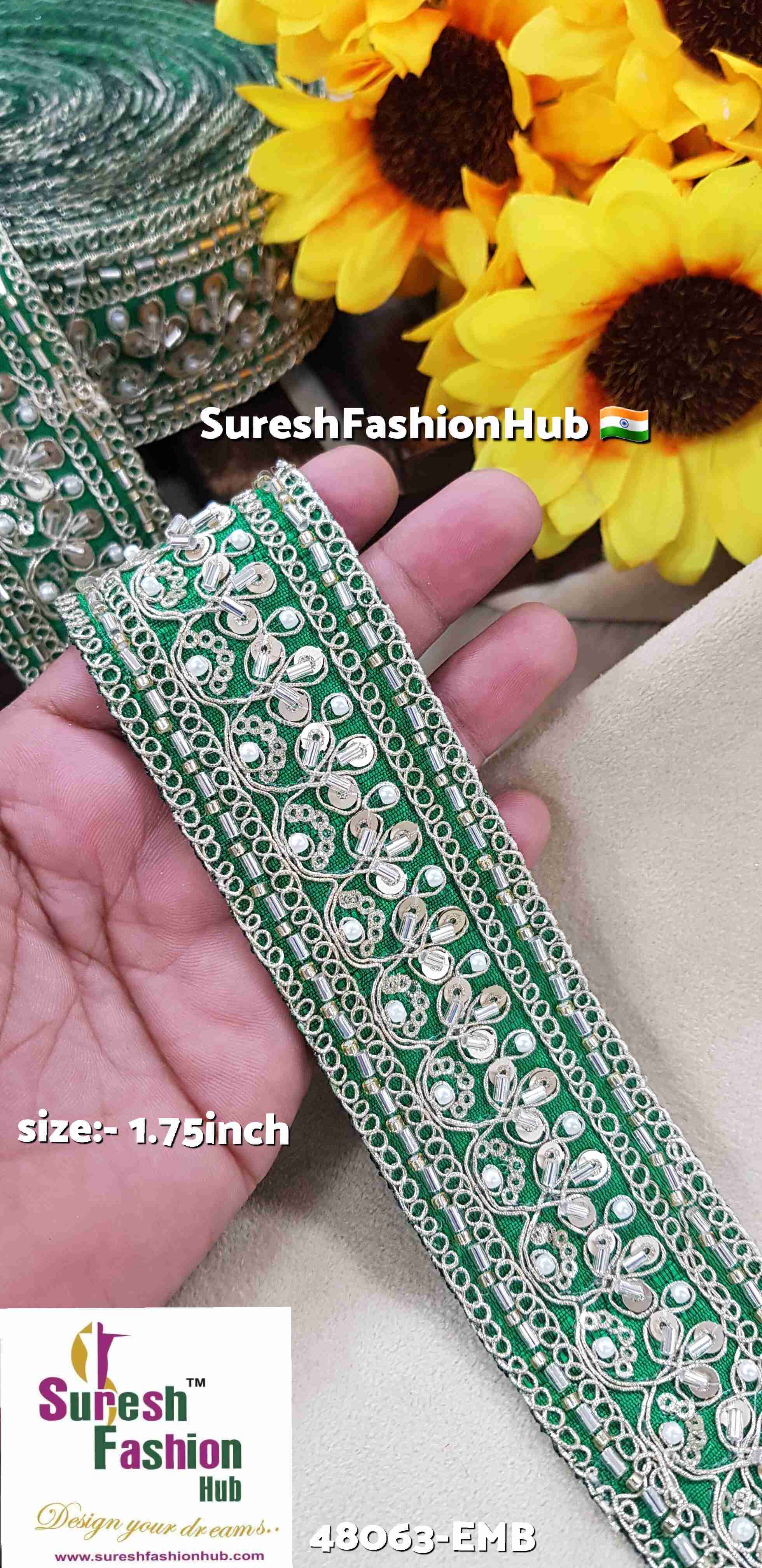 Green Floral Fabric Lace