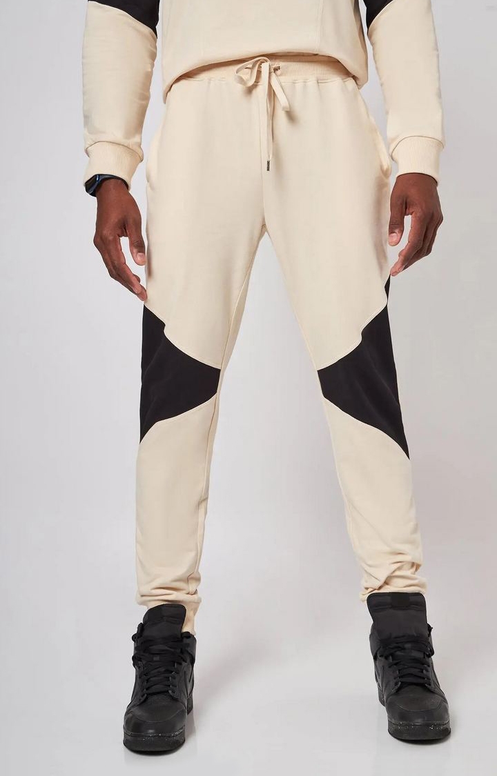Beirut Beige And Black Patchwork Joggers