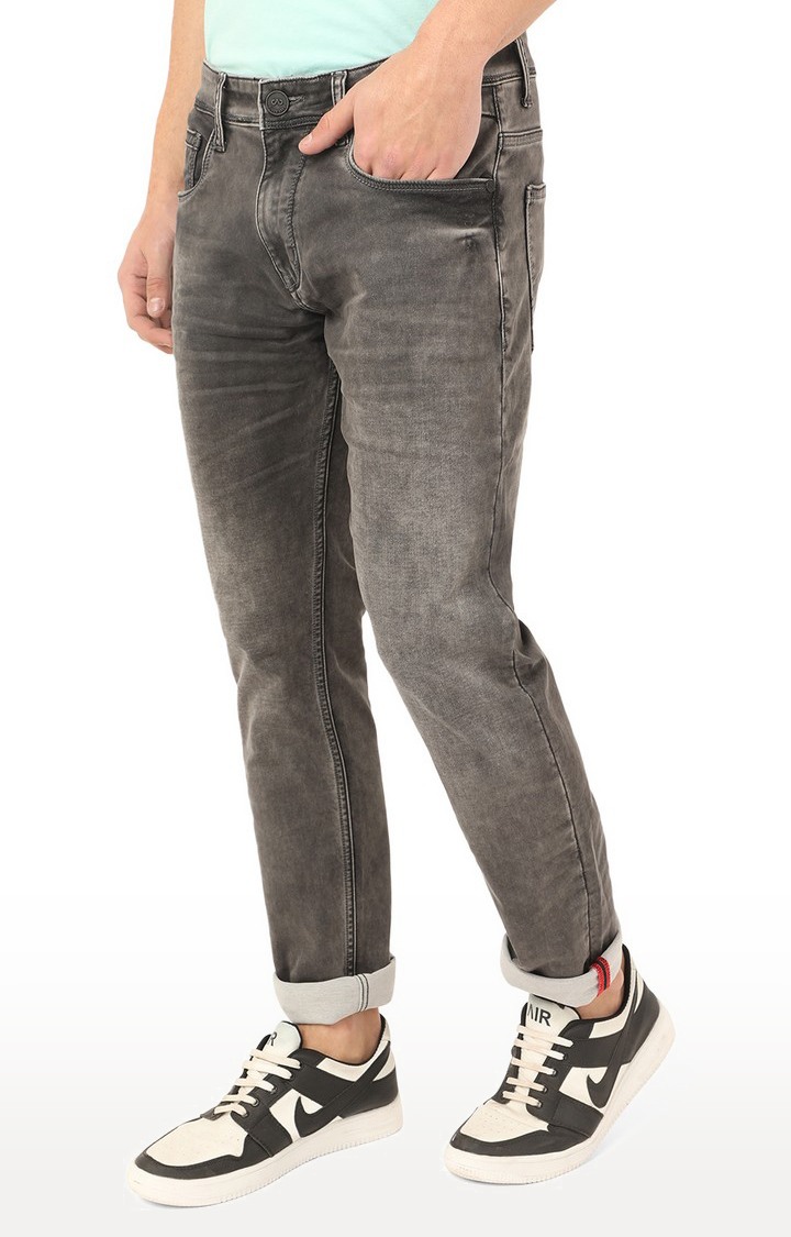 JBD-SN-240 LT.GREY Men's Grey Lycra Solid Jeans