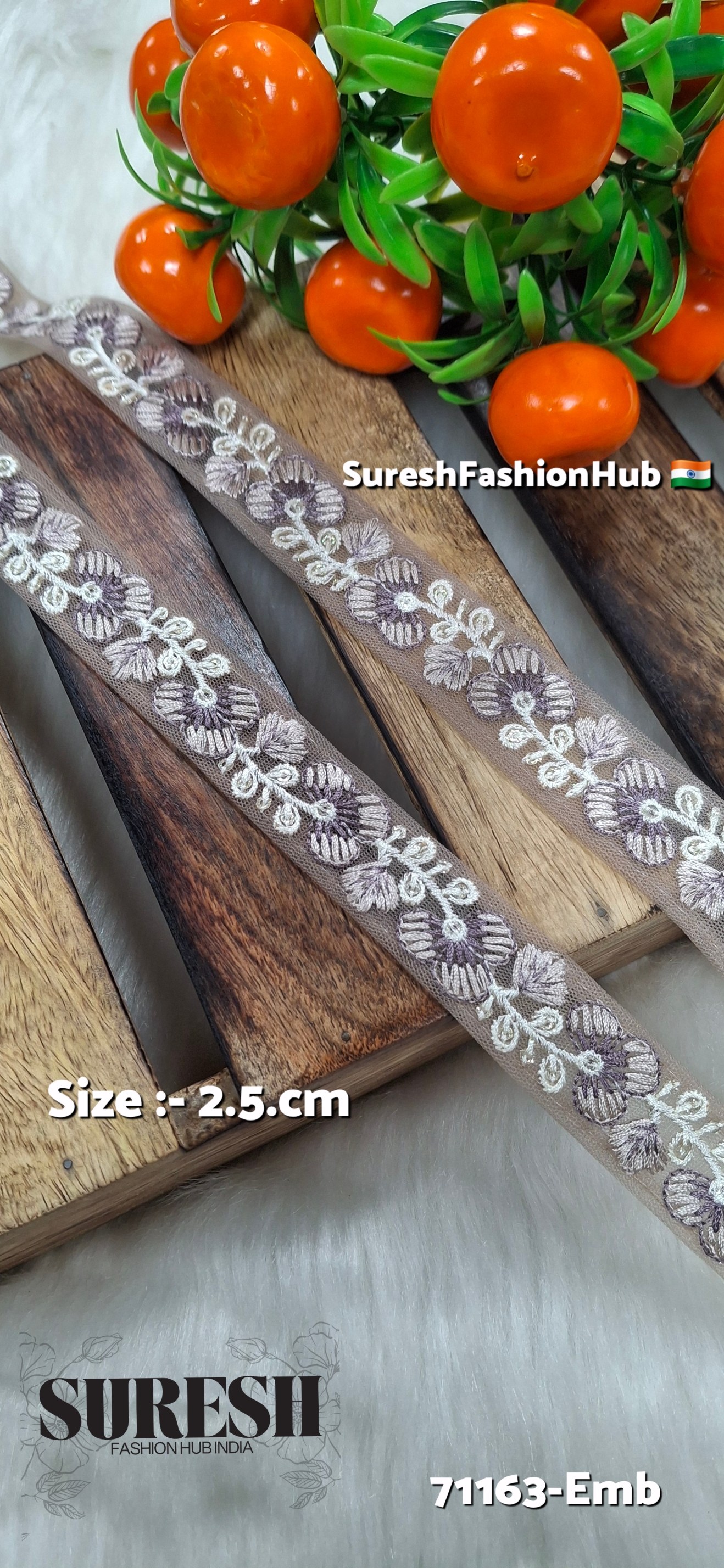 Floral Thread Embroidery Lace – Brown | 71163-Emb