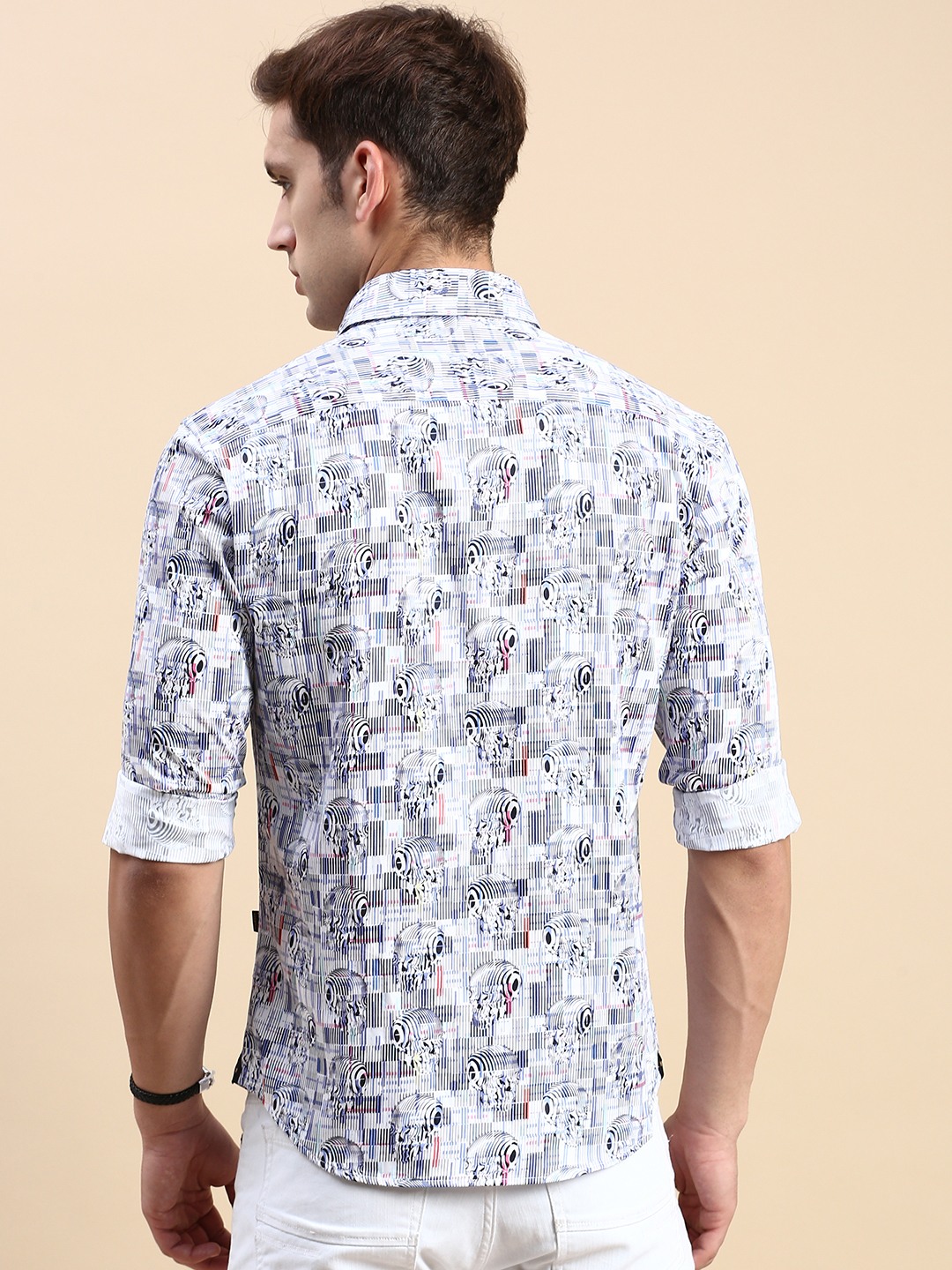 SHOWOFF Men's Spread Collar Multi Slim Fit Printed Shirt