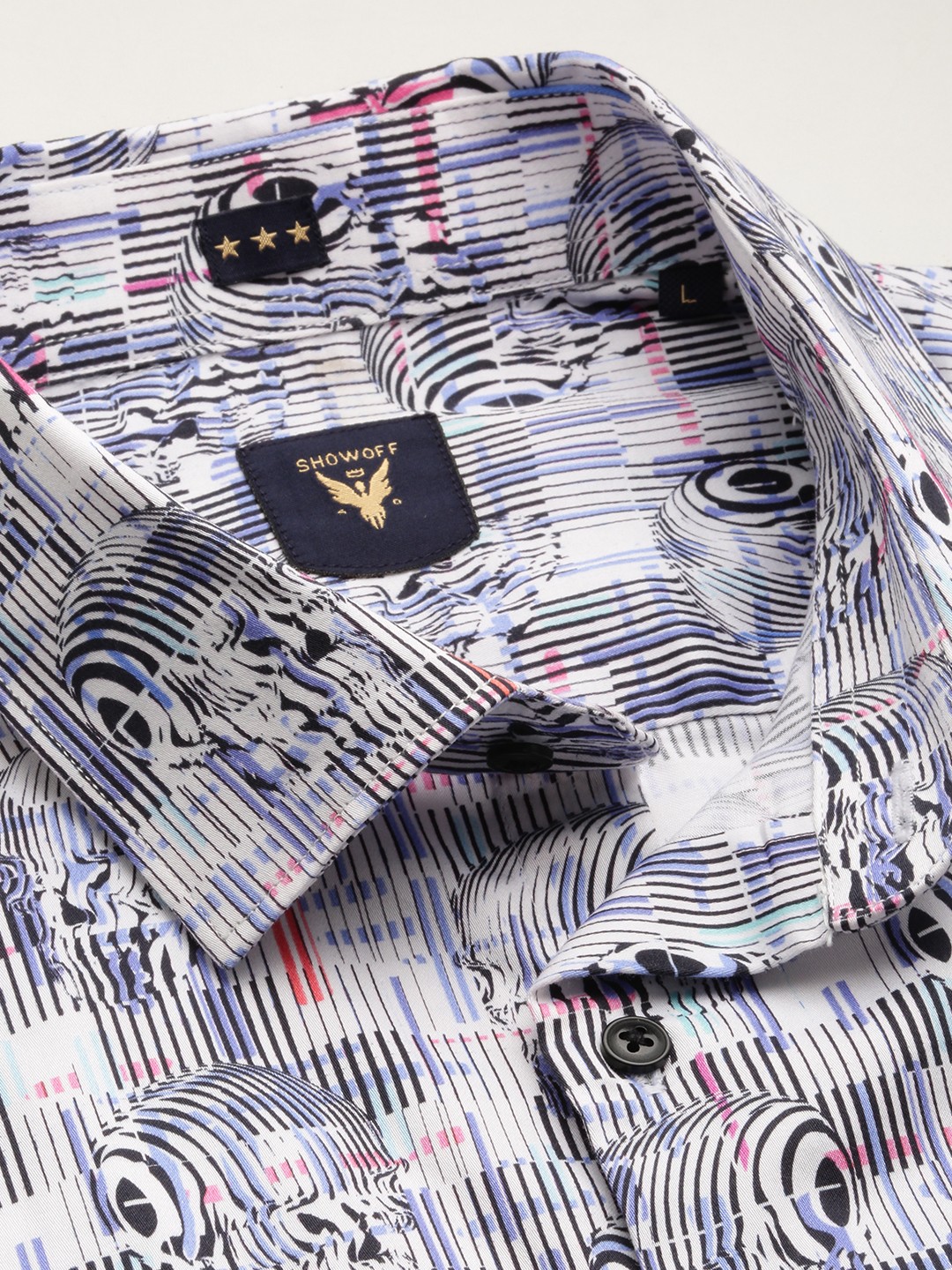 SHOWOFF Men's Spread Collar Multi Slim Fit Printed Shirt