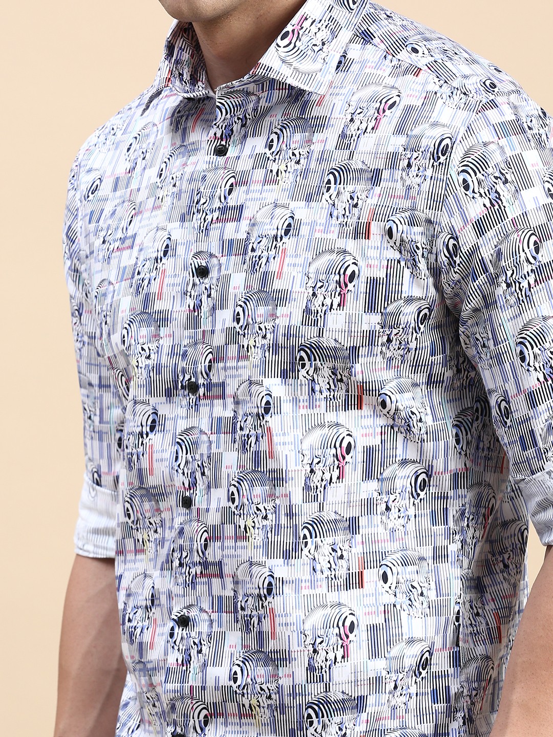 SHOWOFF Men's Spread Collar Multi Slim Fit Printed Shirt