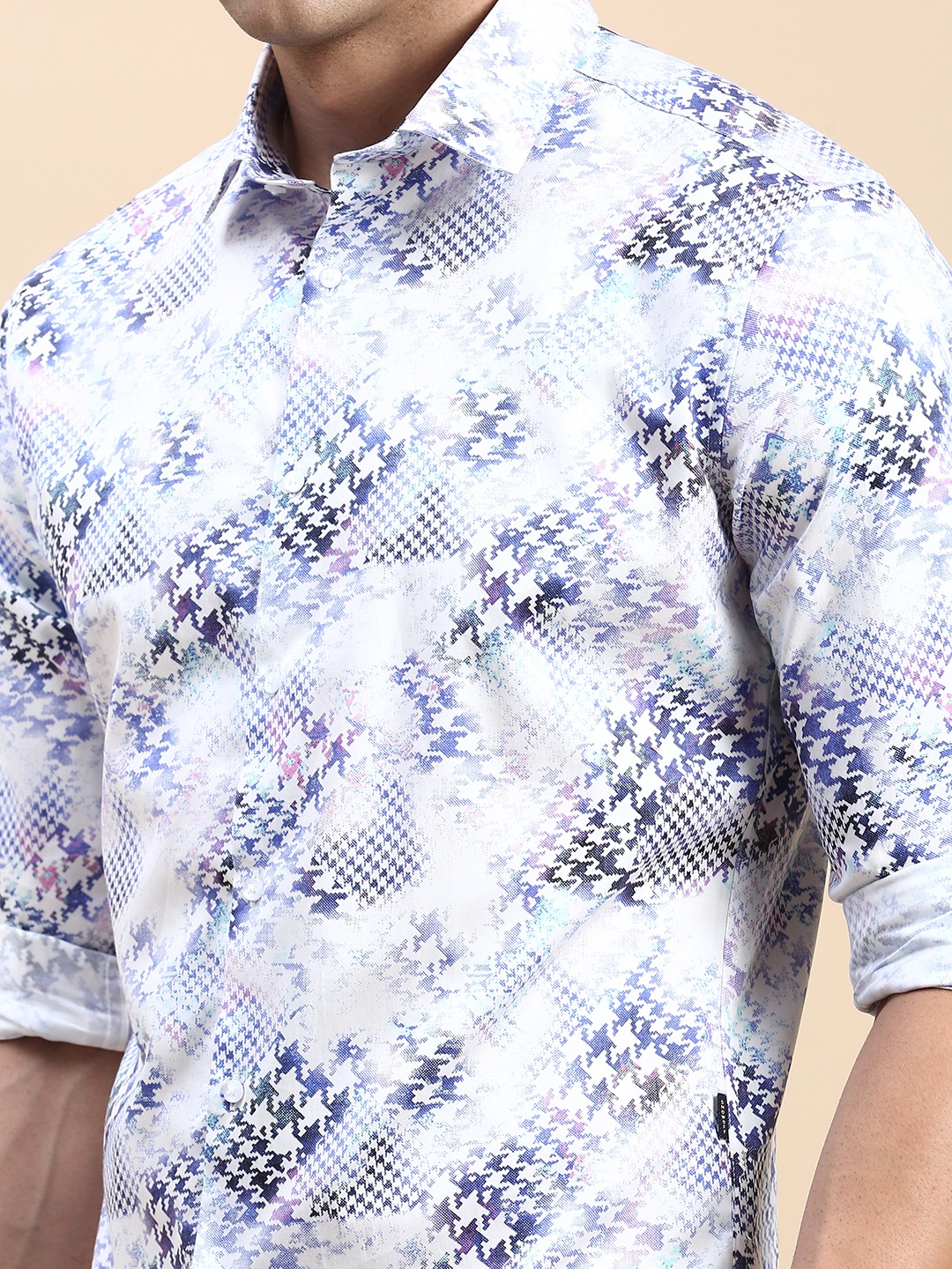 SHOWOFF Men's Spread Collar Multi Slim Fit Printed Shirt