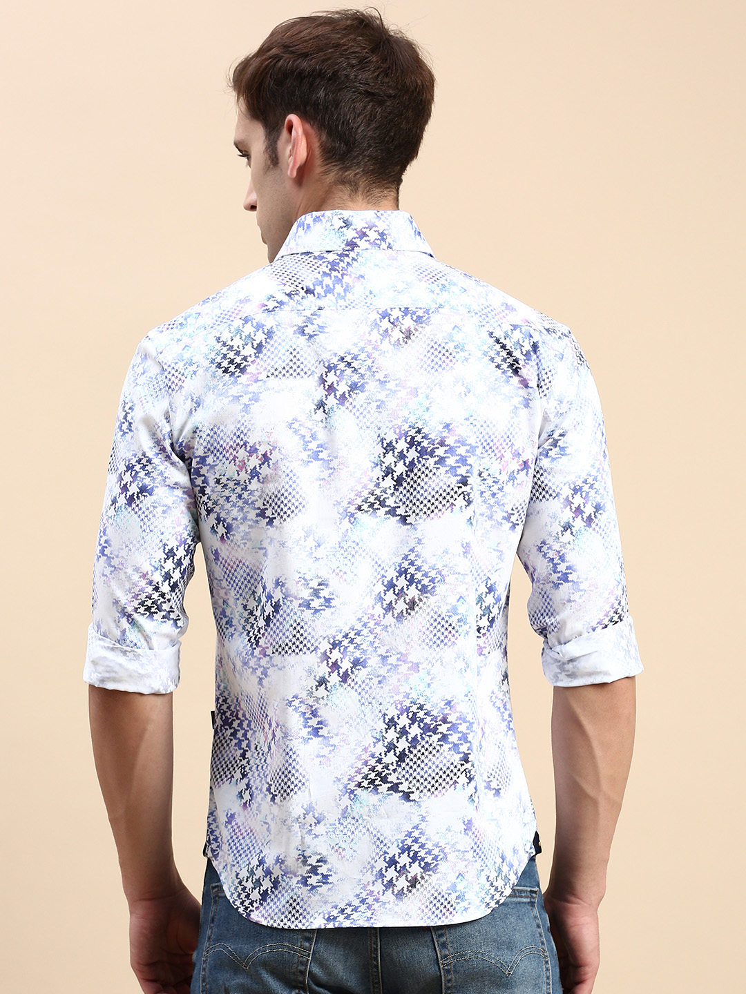 SHOWOFF Men's Spread Collar Multi Slim Fit Printed Shirt