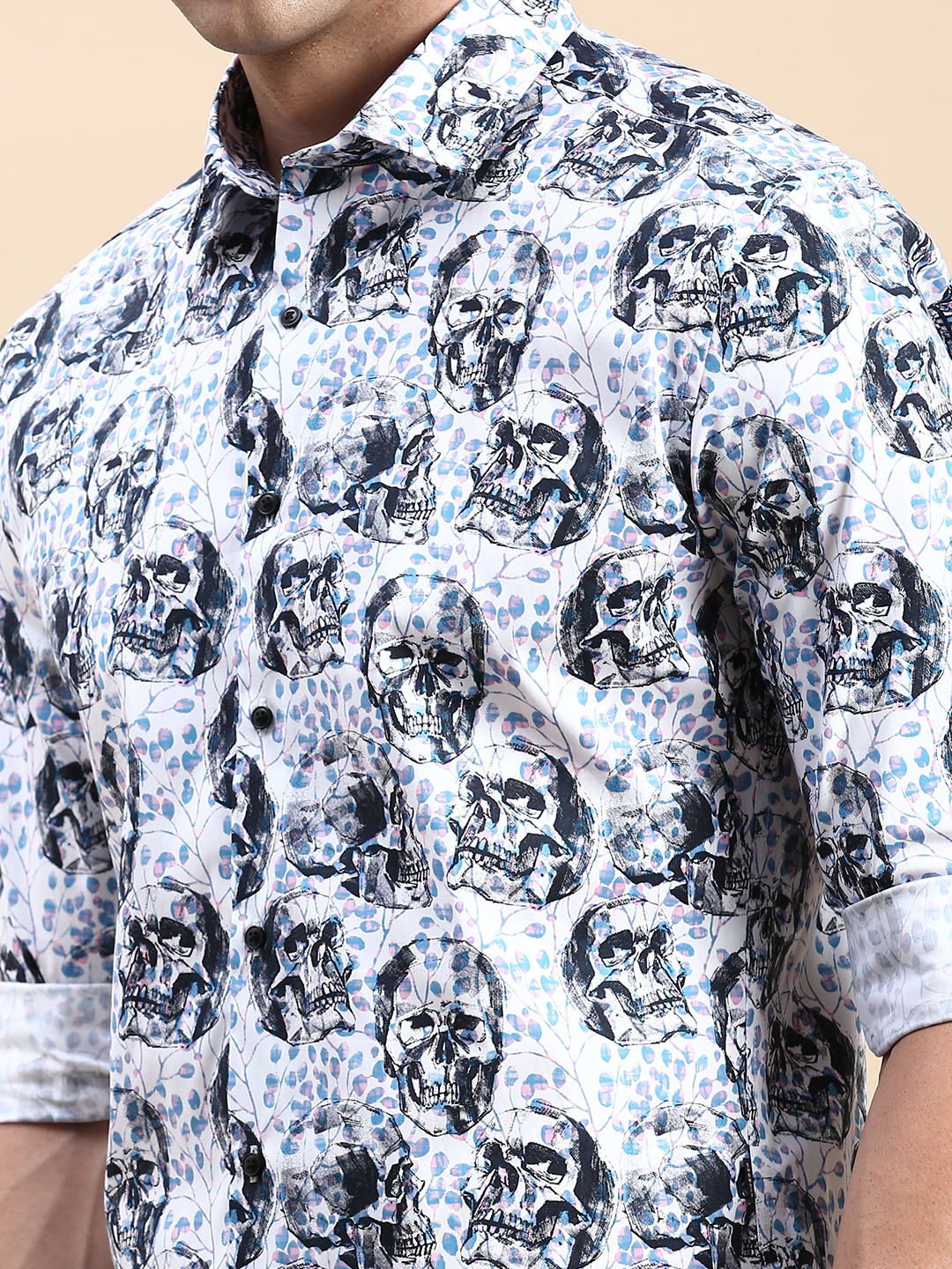 Showoff | SHOWOFF Men's Spread Collar Multi Slim Fit Printed Shirt 5