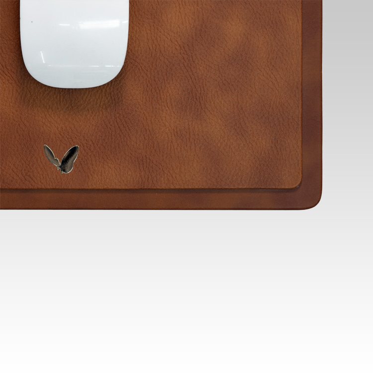 Rectangular Mouse Pad in Faux Leather | Rigid | 11×9 Inches | Classic | Tan