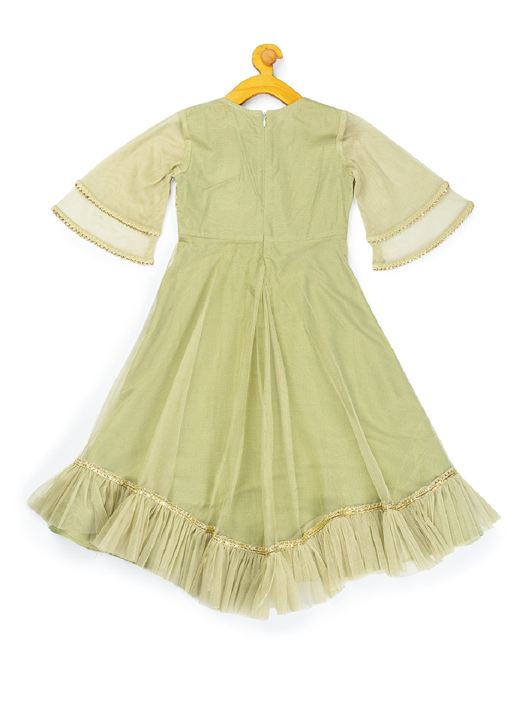 MINI CHIC | Pastel Olive Summer Gown for Girls  4