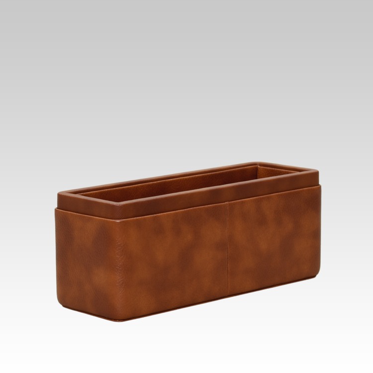 Pen/Pencil Holder | Faux Leather | Rectangular Large | Classic | Tan