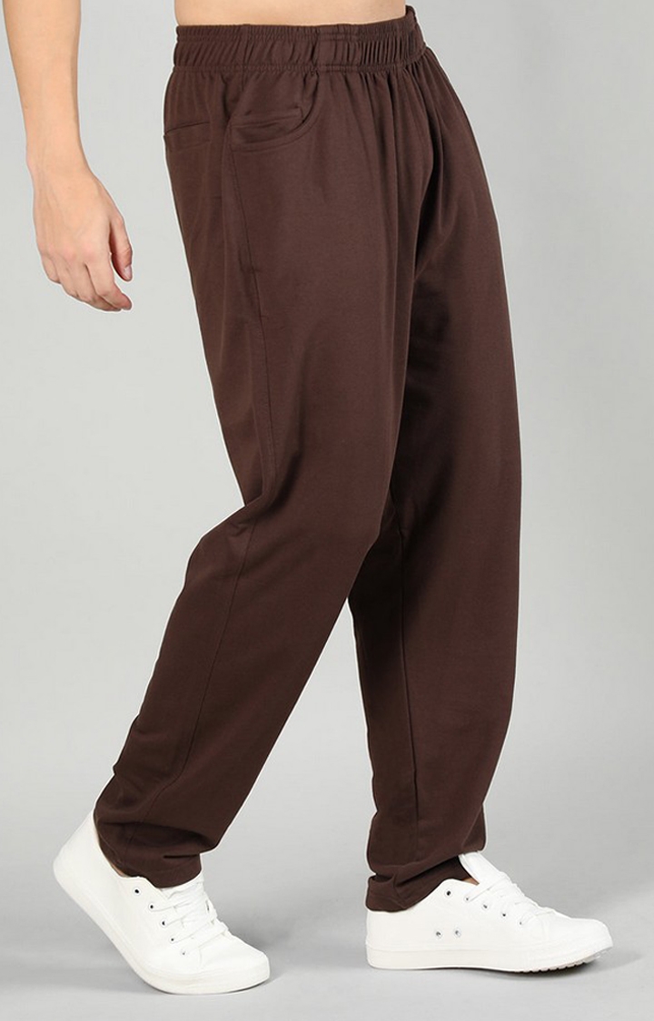 Men's Brown Solid Cotton Trackpant