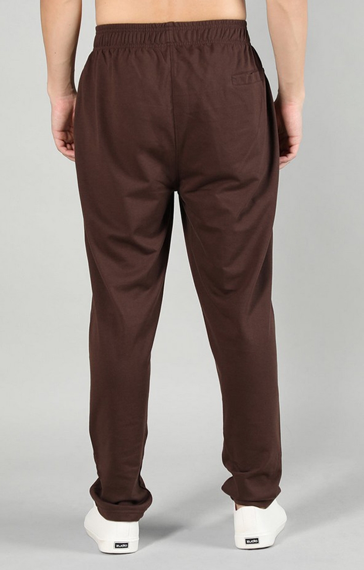 Men's Brown Solid Cotton Trackpant