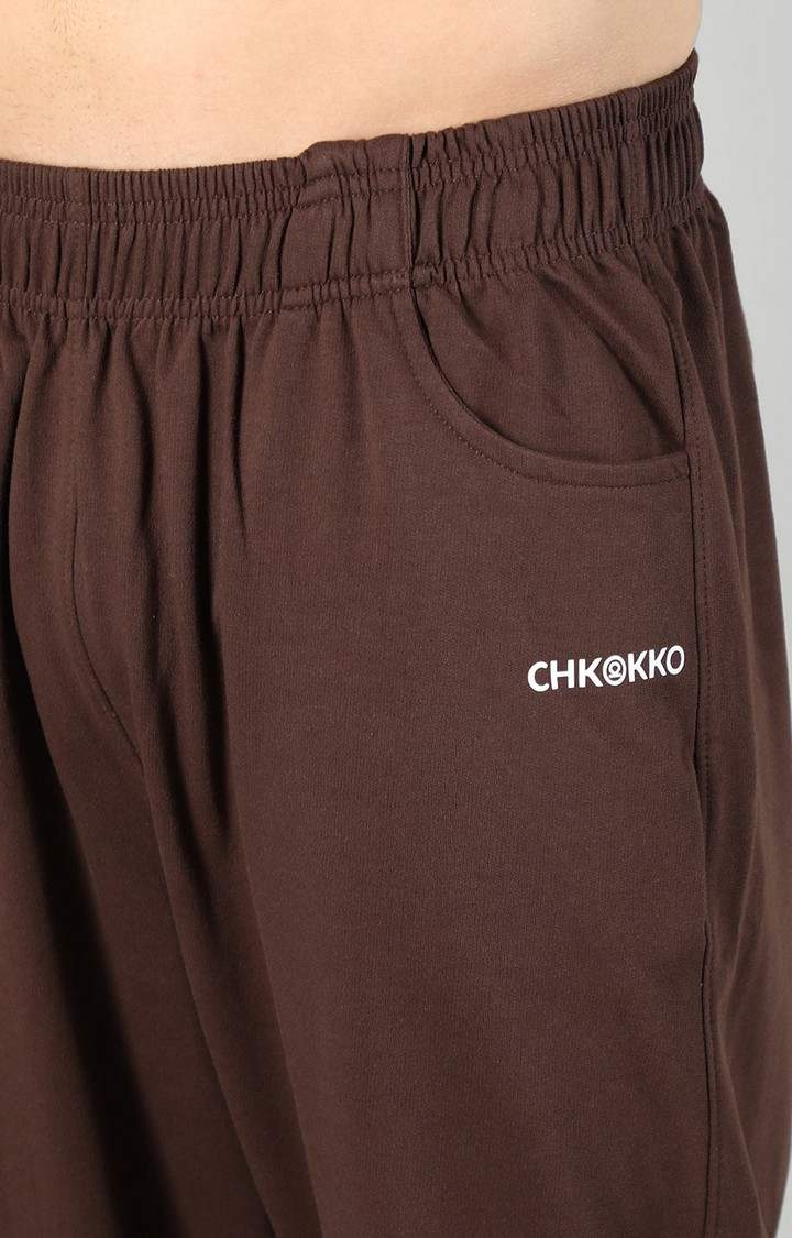 Men's Brown Solid Cotton Trackpant