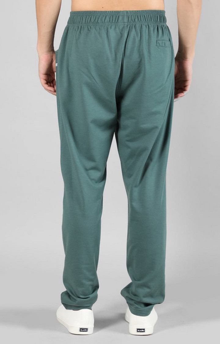 Men's Earth Green Solid Cotton Trackpant