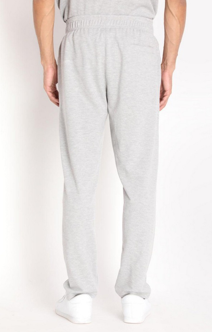 Men's Light Grey Melange Textured Cotton Trackpant