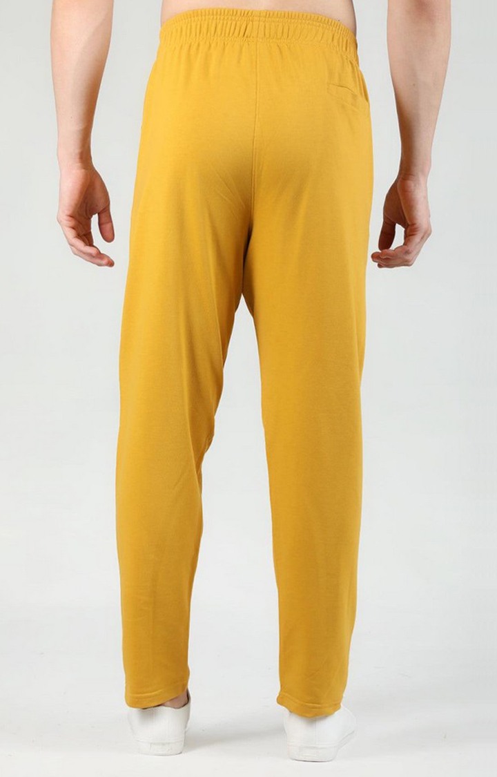 Men's Mustard Solid Cotton Trackpant