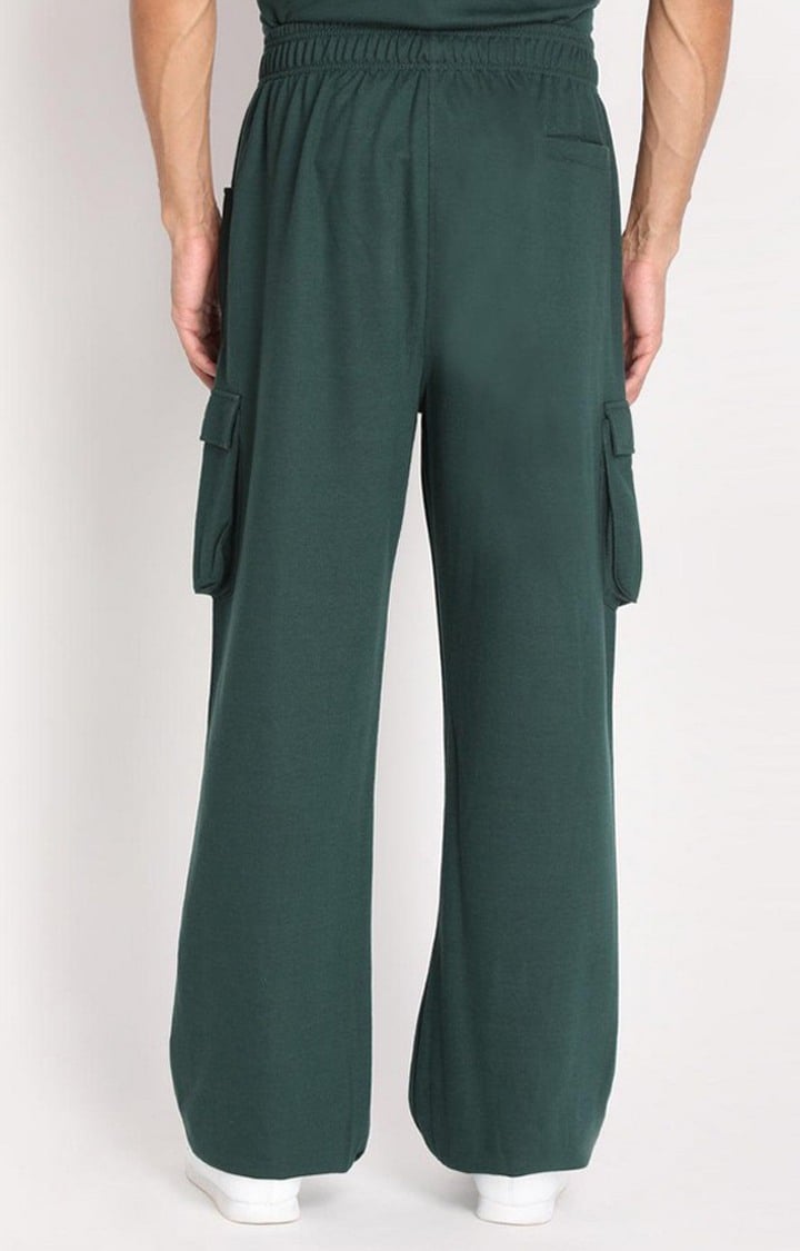 Men's Bottle Green  Solid Cotton Cargo