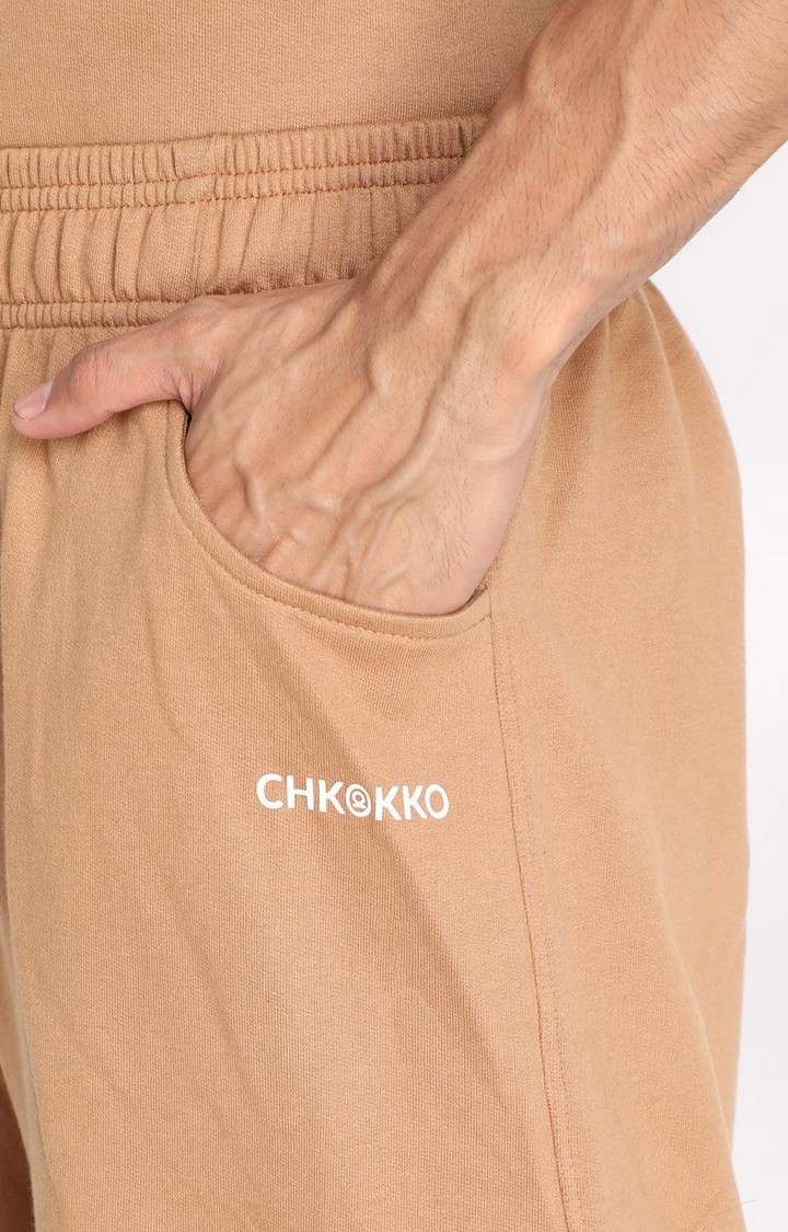 Men's Brown Solid Cotton Cargo