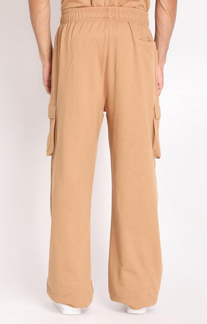 Men's Brown Solid Cotton Cargo