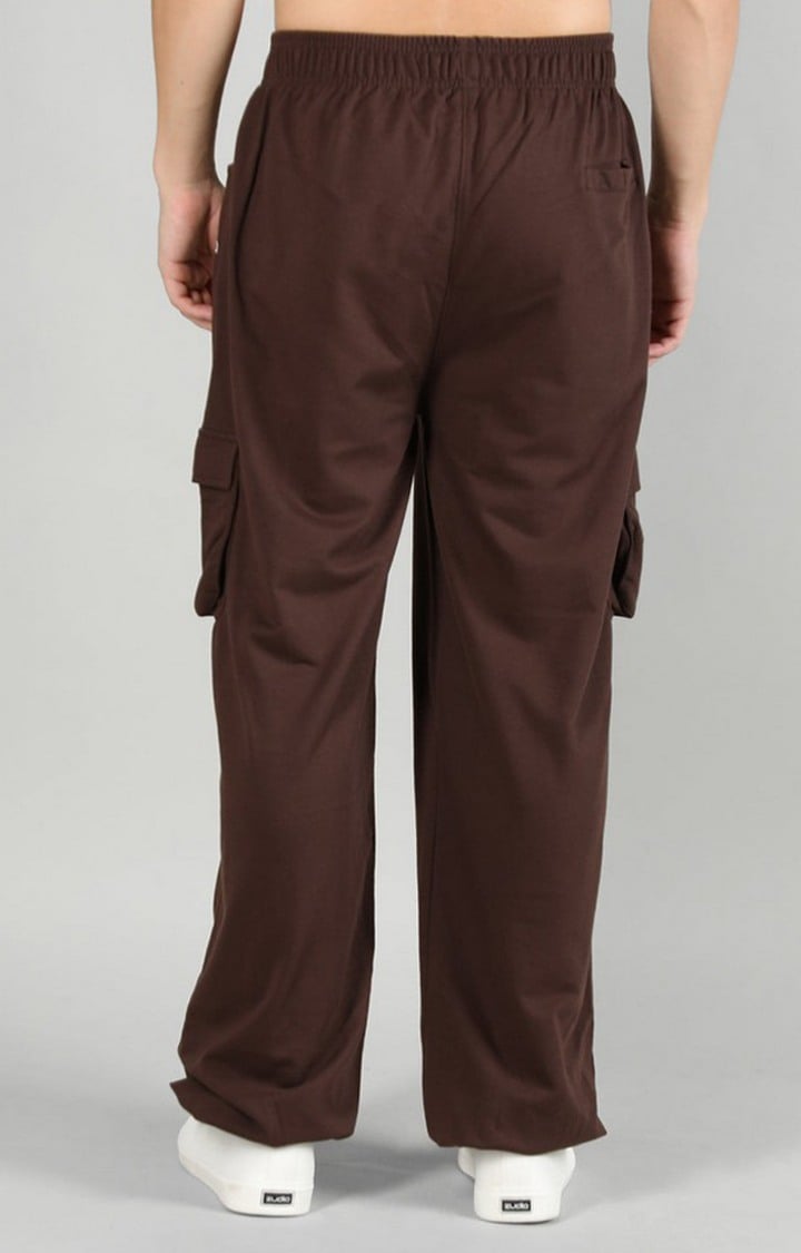 Men's Brown Solid Cotton Cargo