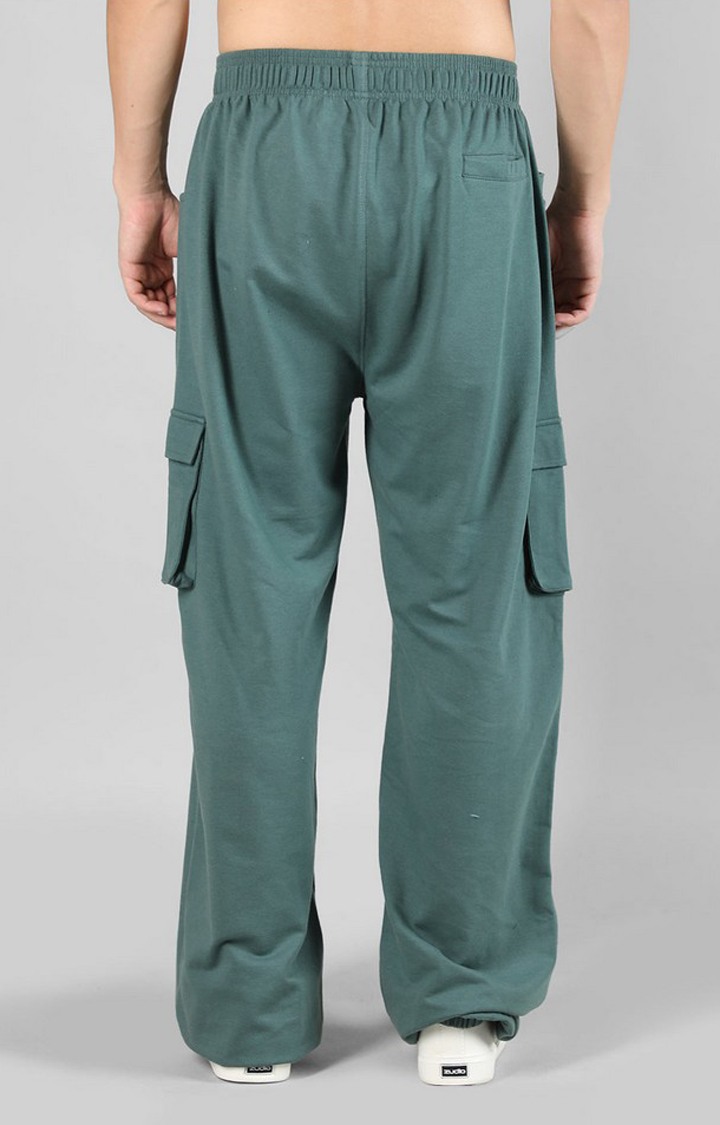Men's Earth Green Solid Cotton Cargo