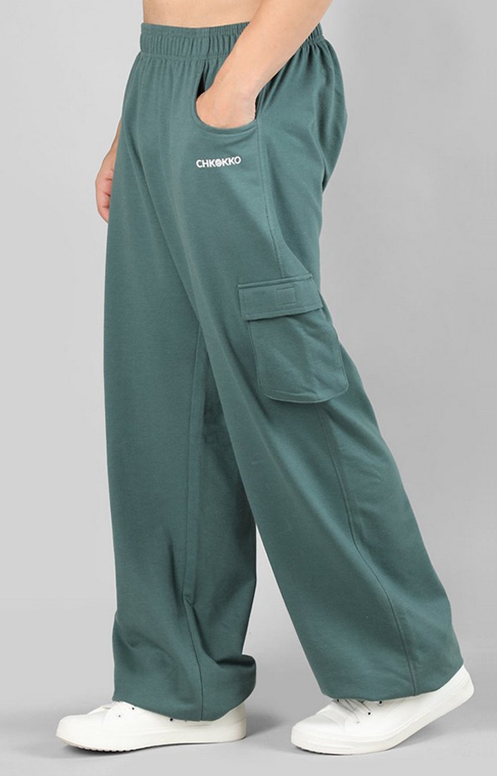 Men's Earth Green Solid Cotton Cargo